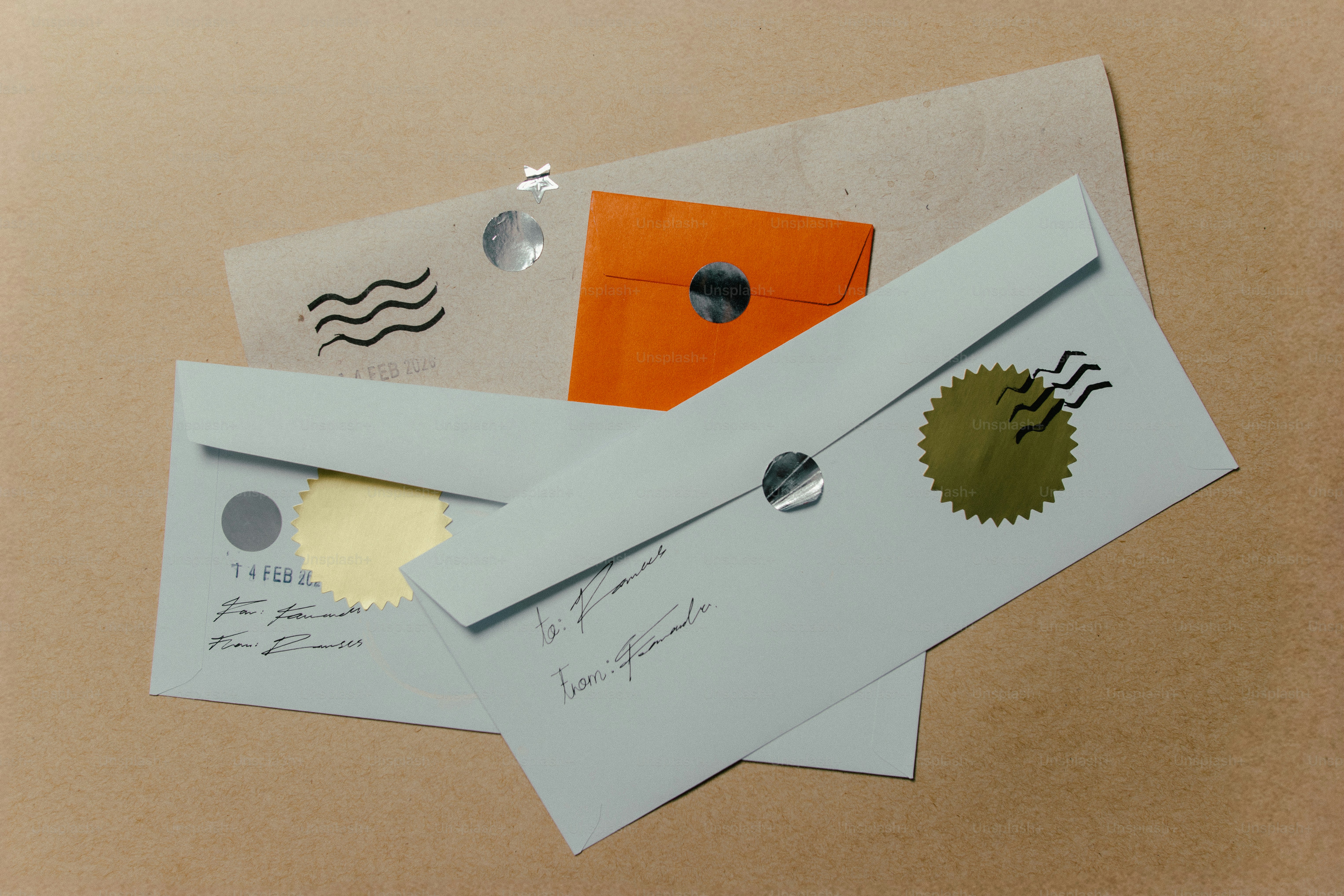 Several envelopes with seals and stamps