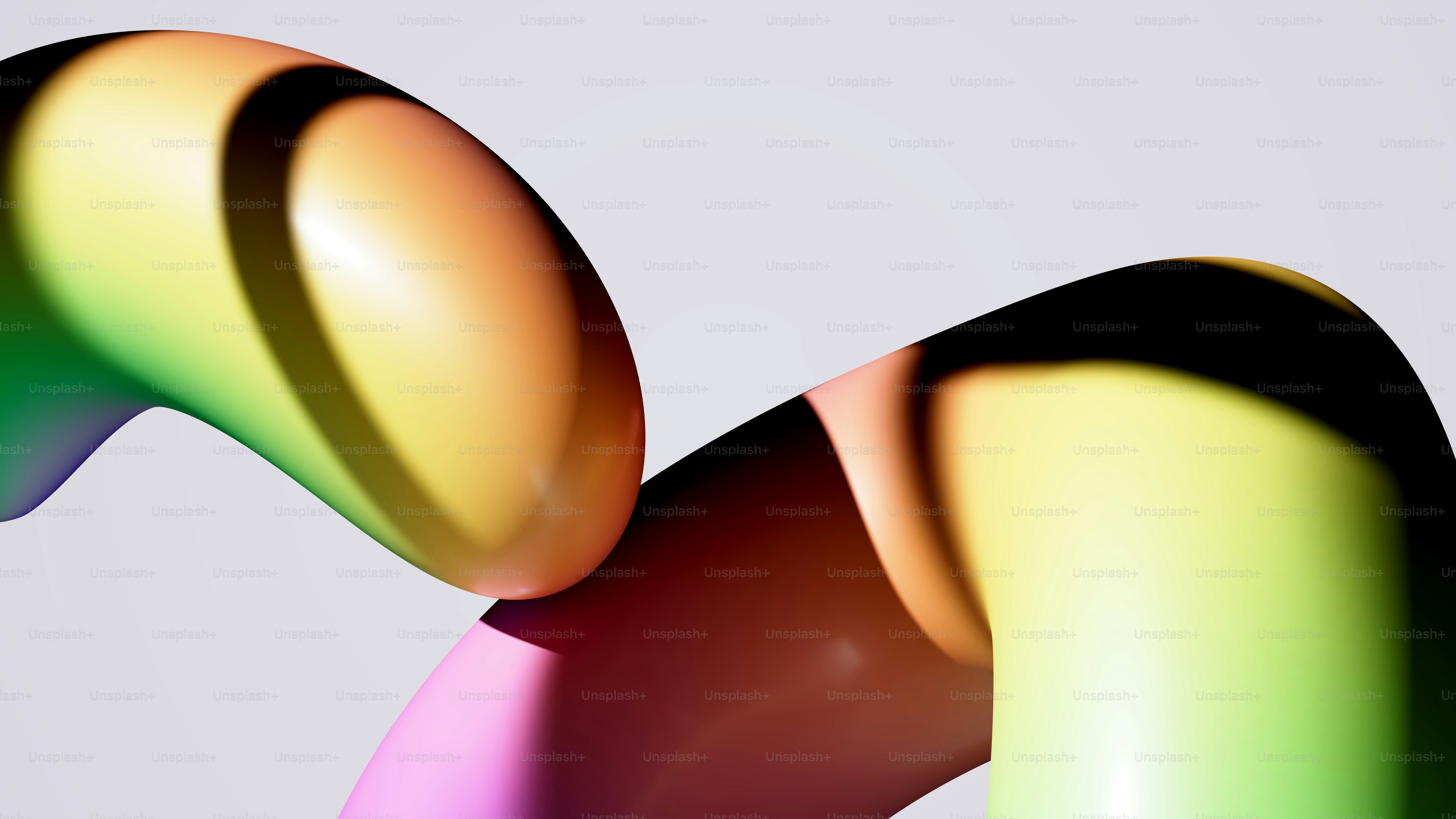 그림자가 있는 두 개의 다채로운 추상 튜브