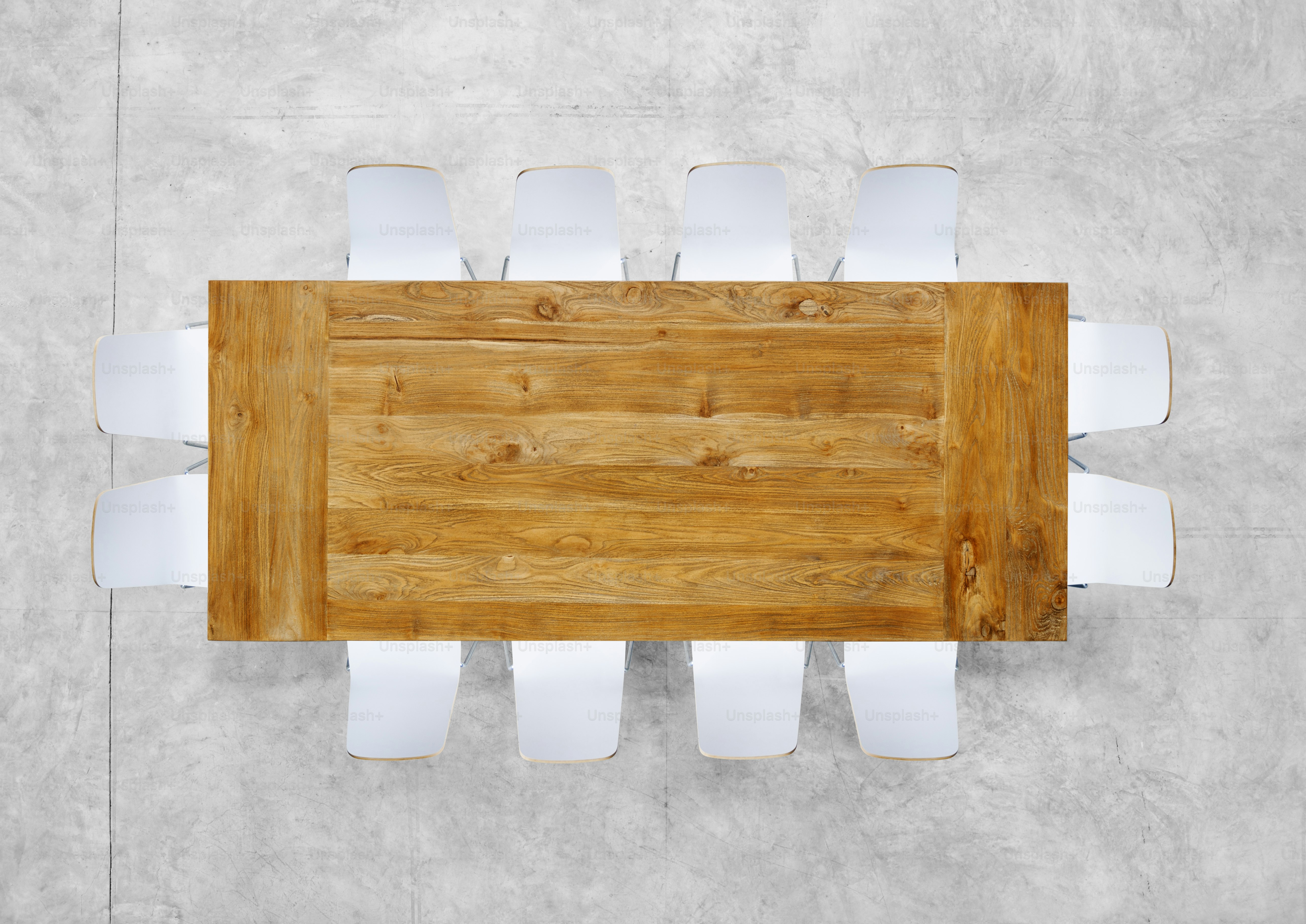 Large Brown Meeting Table with Twelve Chairs