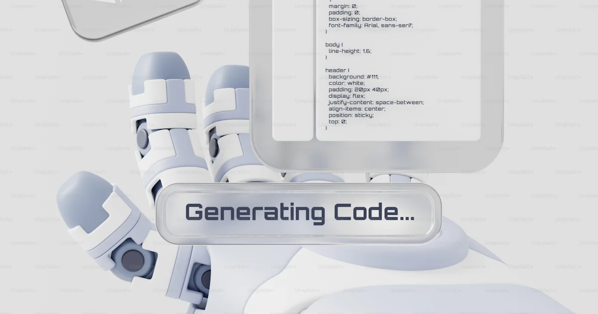 Robotic hand generating code on a screen. photo – Technology Image on ...