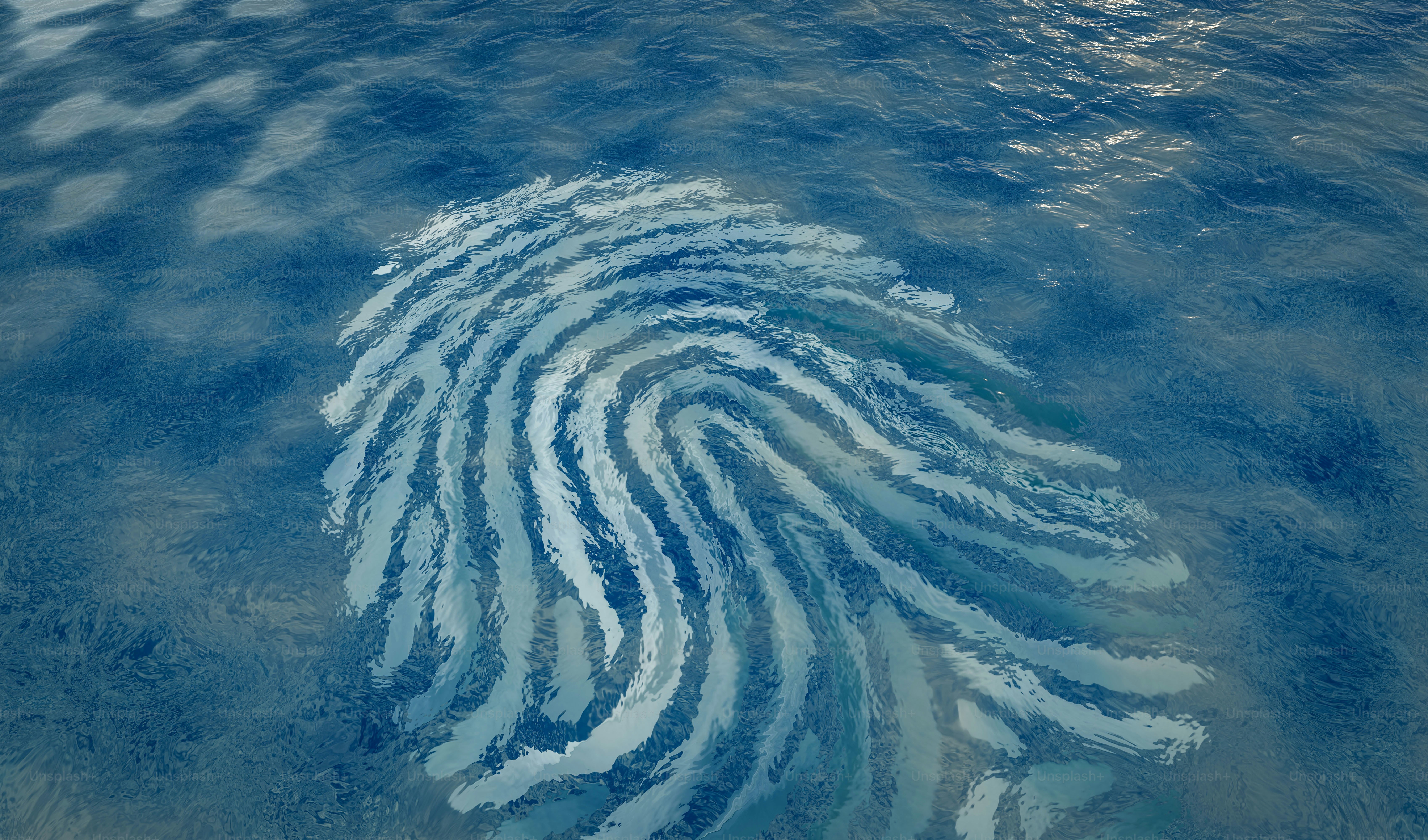 Motif d’empreintes digitales sur une surface d’eau bleue