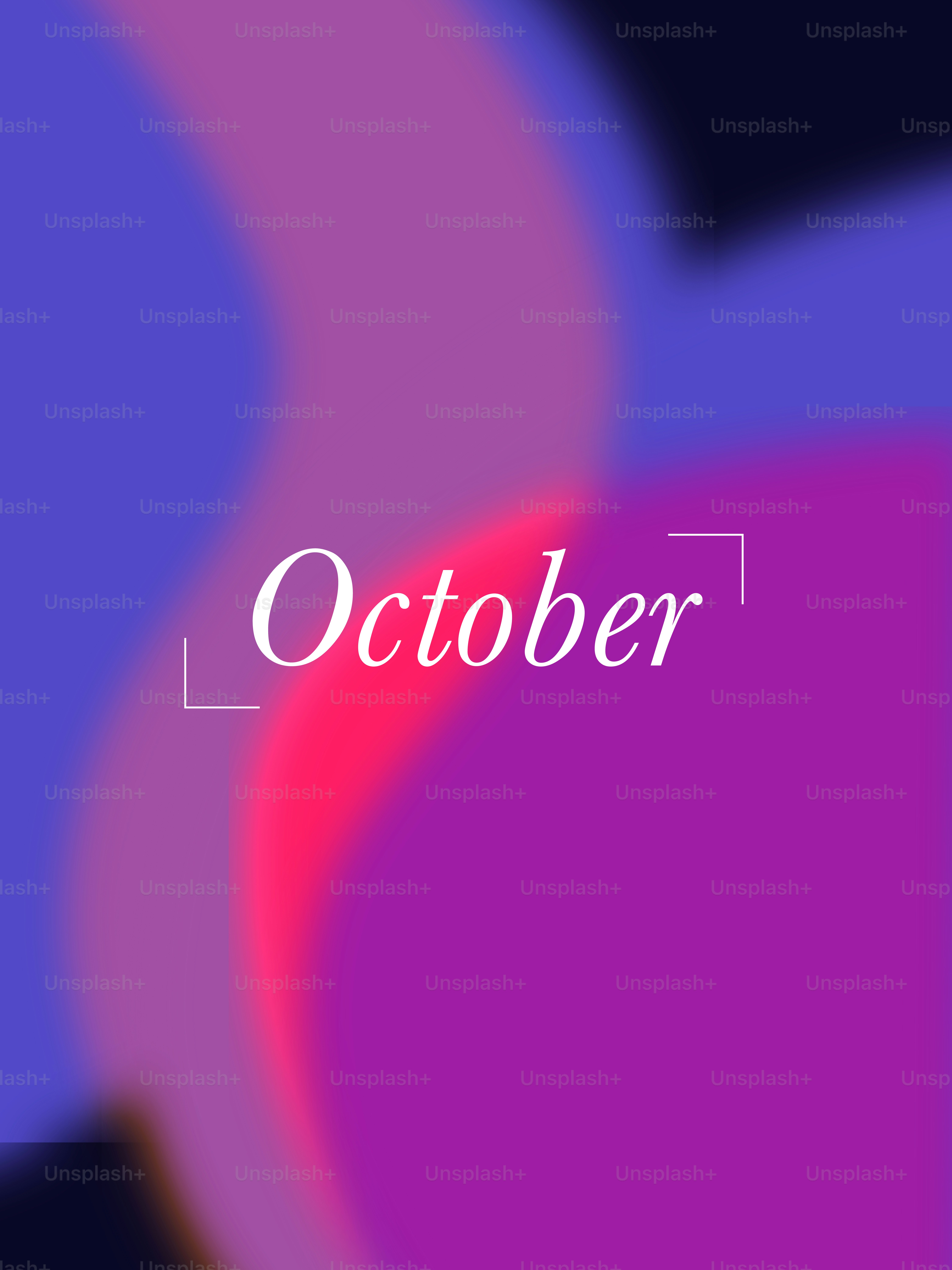Abstract gradient of purple, pink, and blue with "october"october"" text.