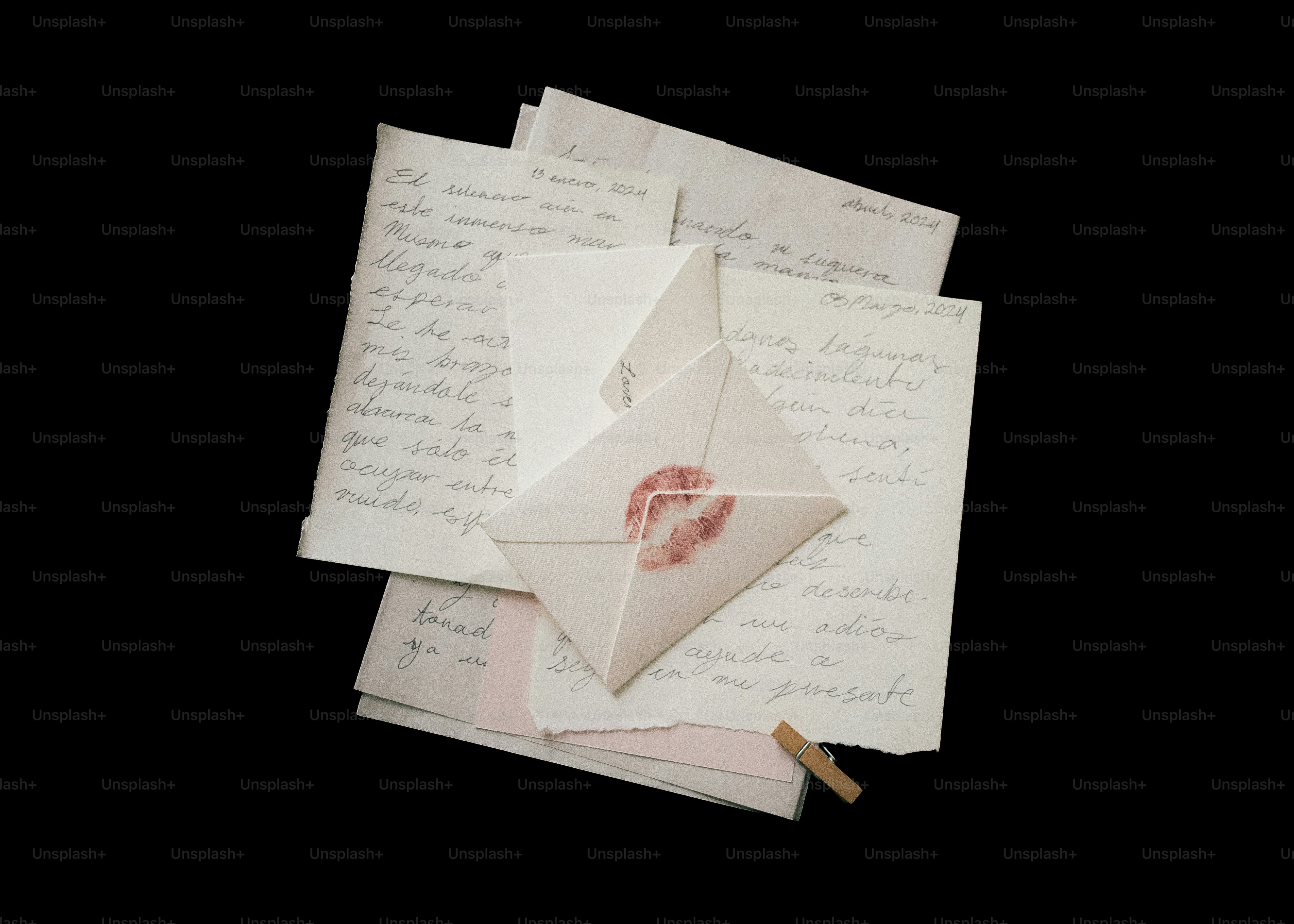 Stack of old letters with a sealed envelope