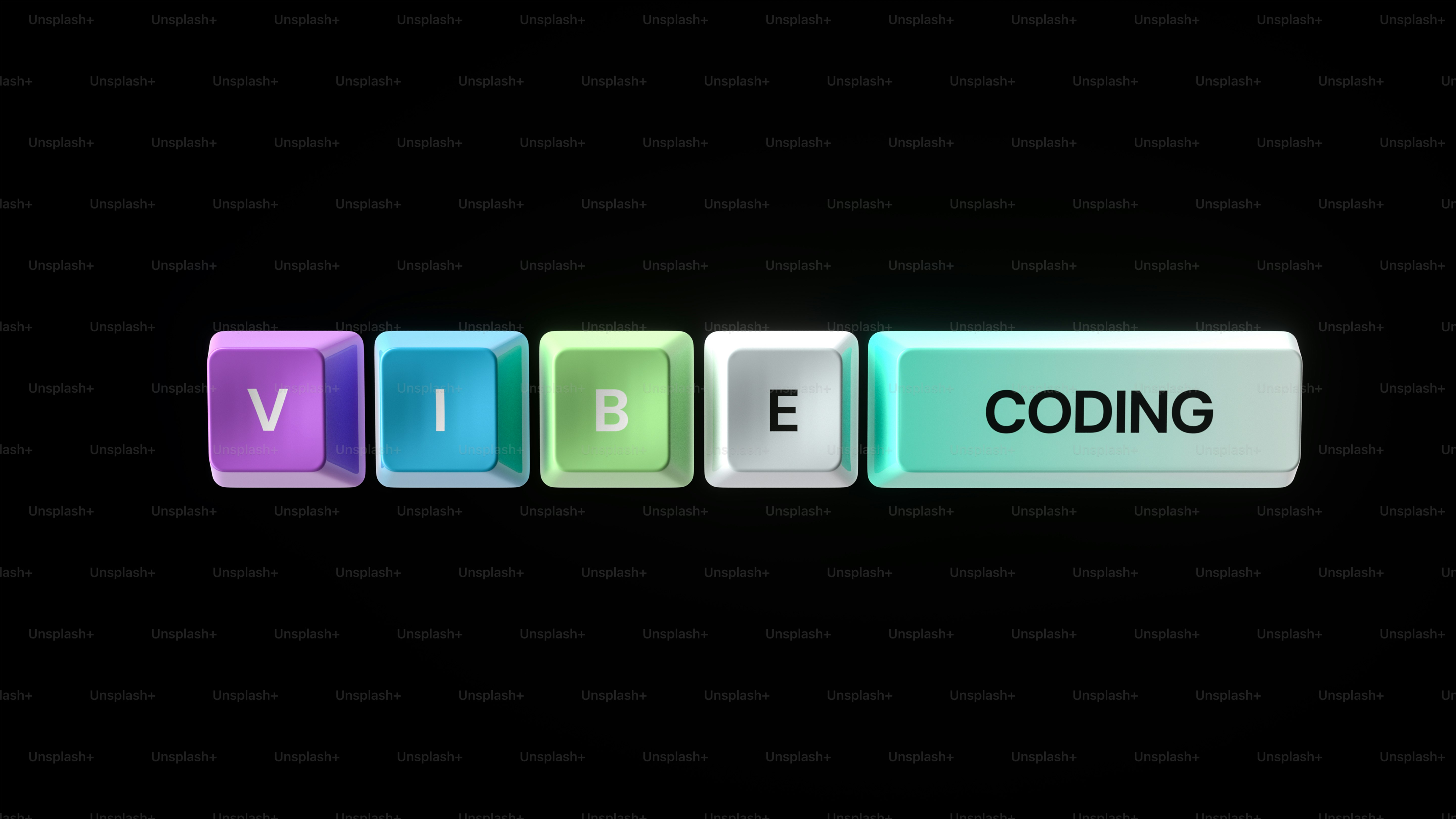 Keyboard keys spell out vibe coding