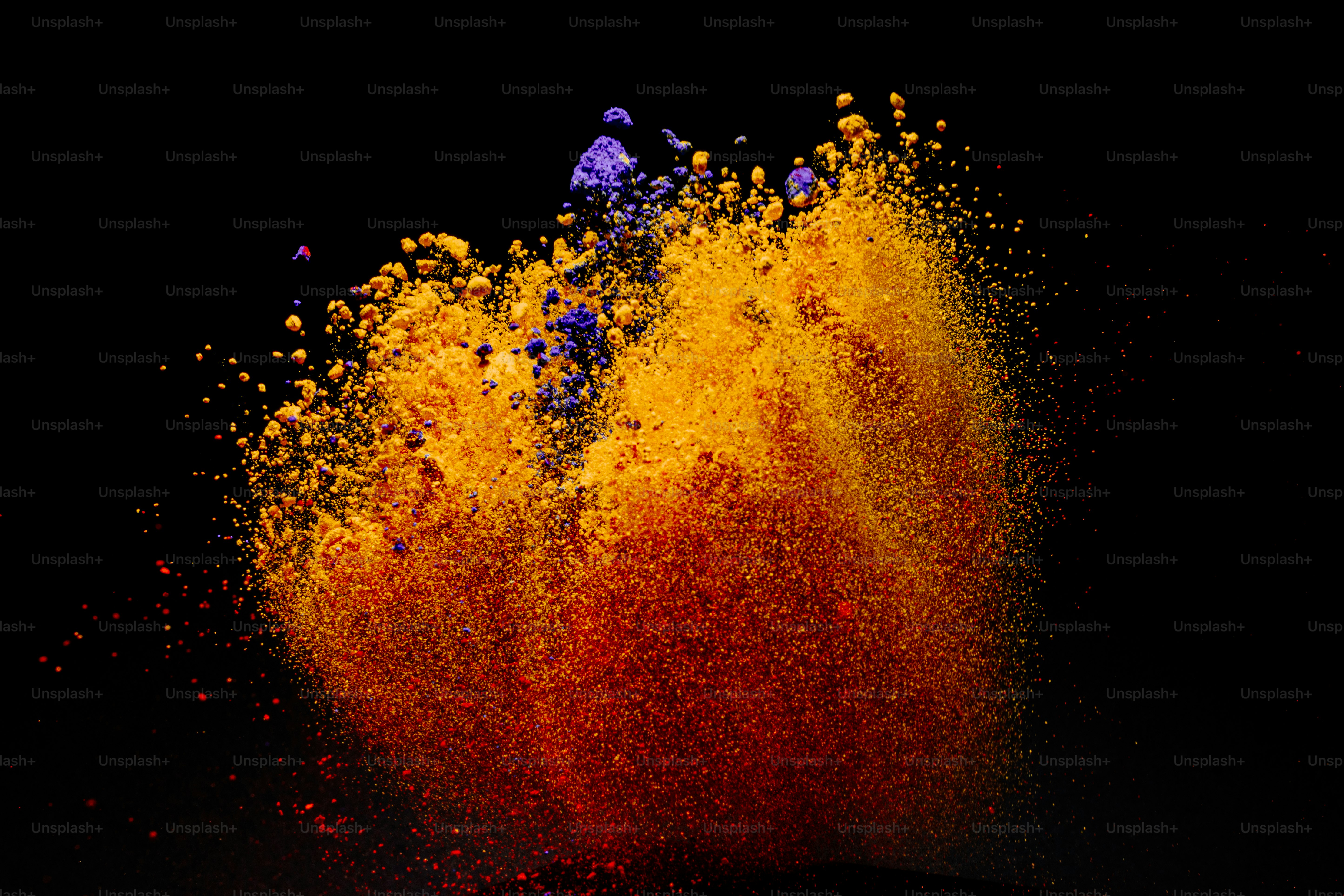 Explosion of colorful powder against black background photo – Texture ...