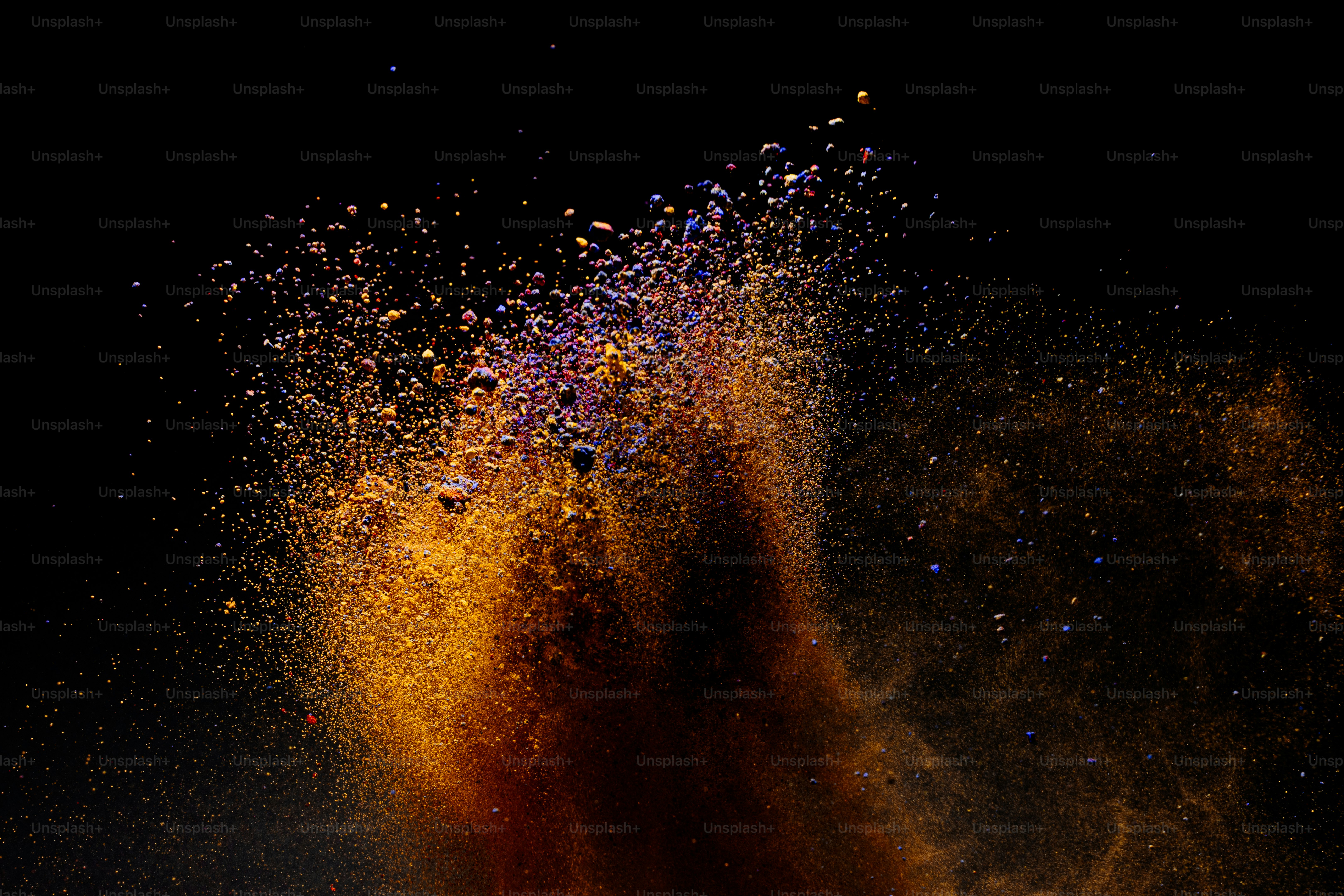 Explosion of colorful powder against black background photo – Texture ...