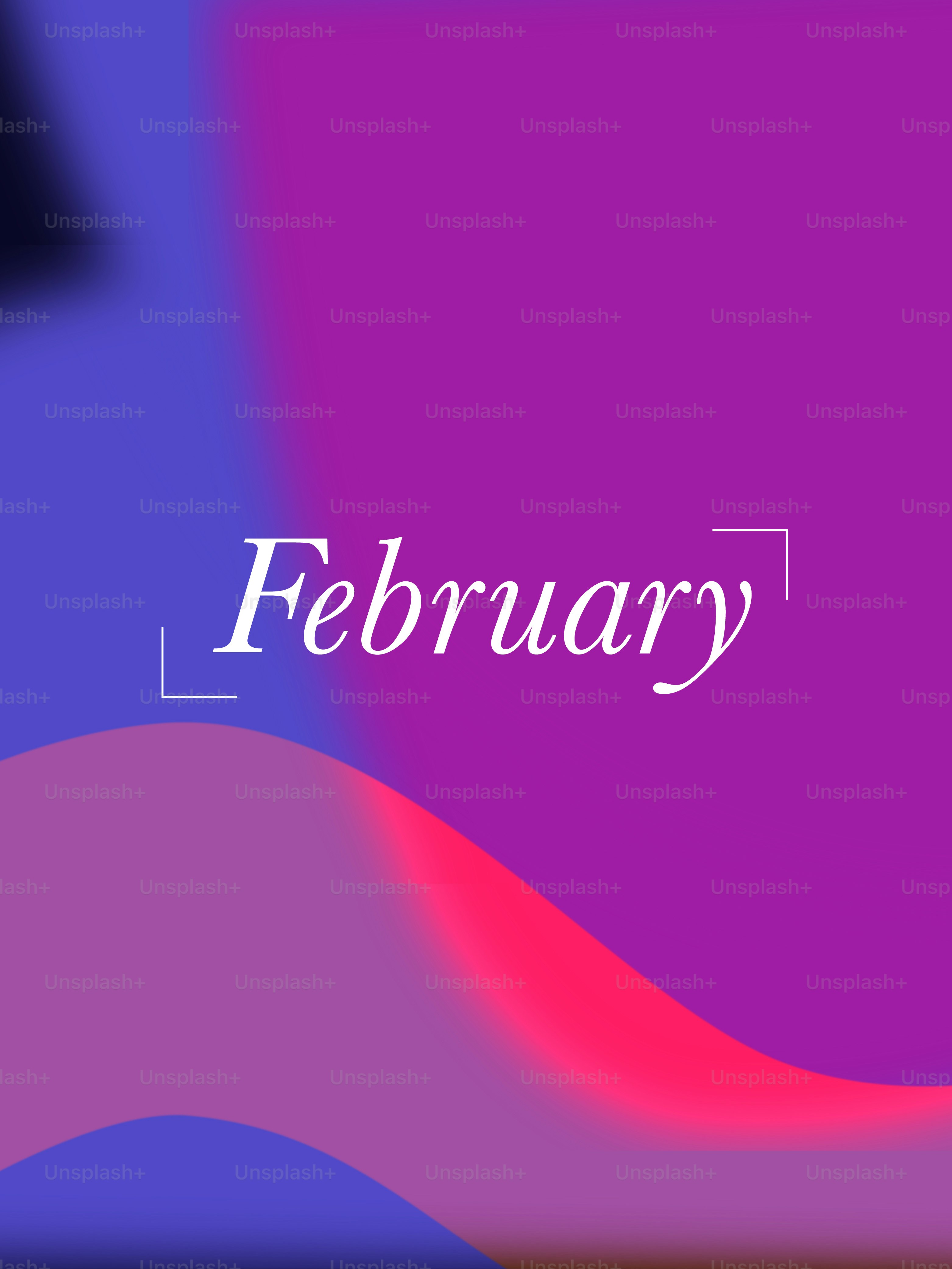 Abstract purple and blue background with the word february