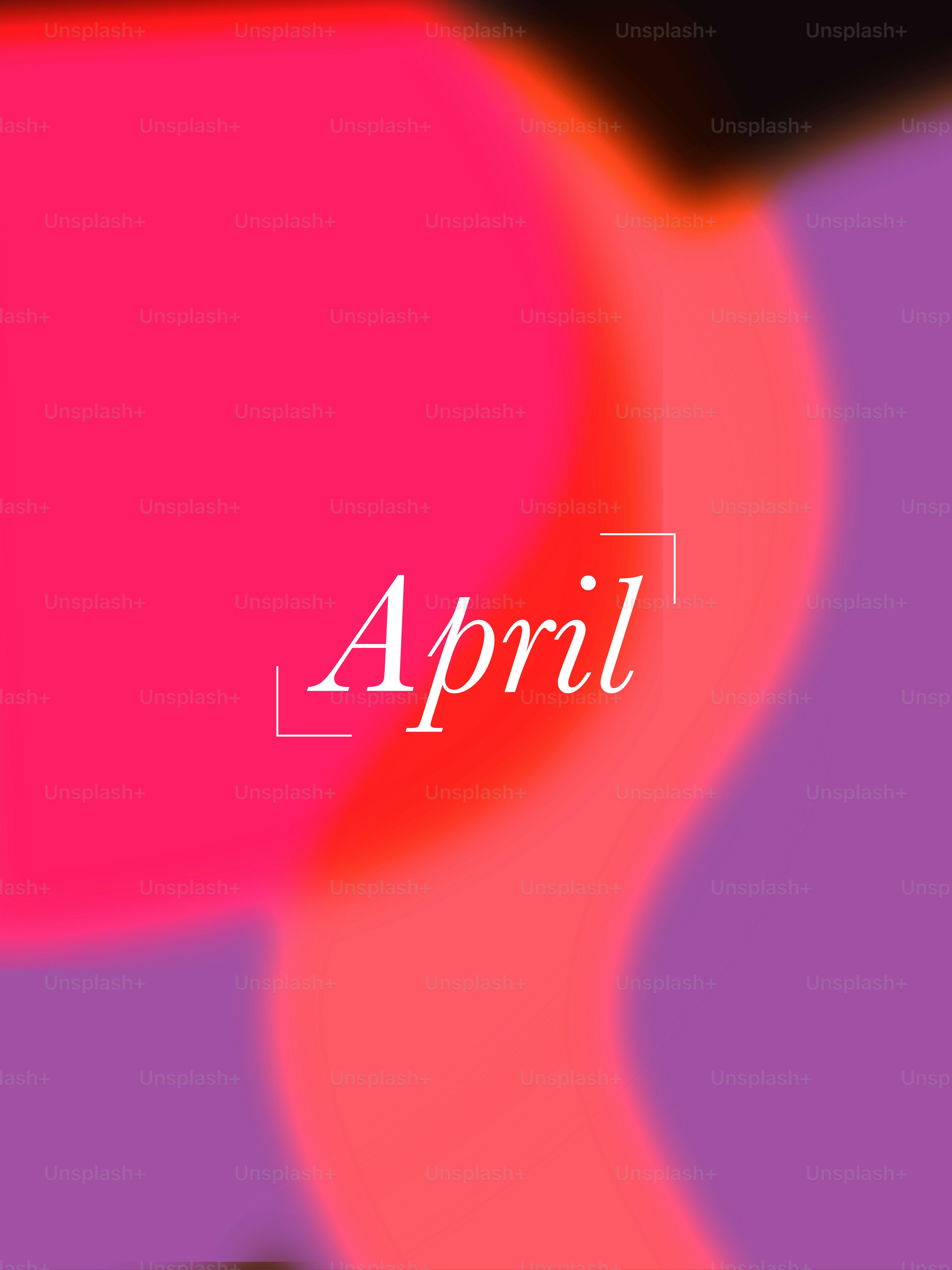 Abstract pink and purple shapes with the word april.