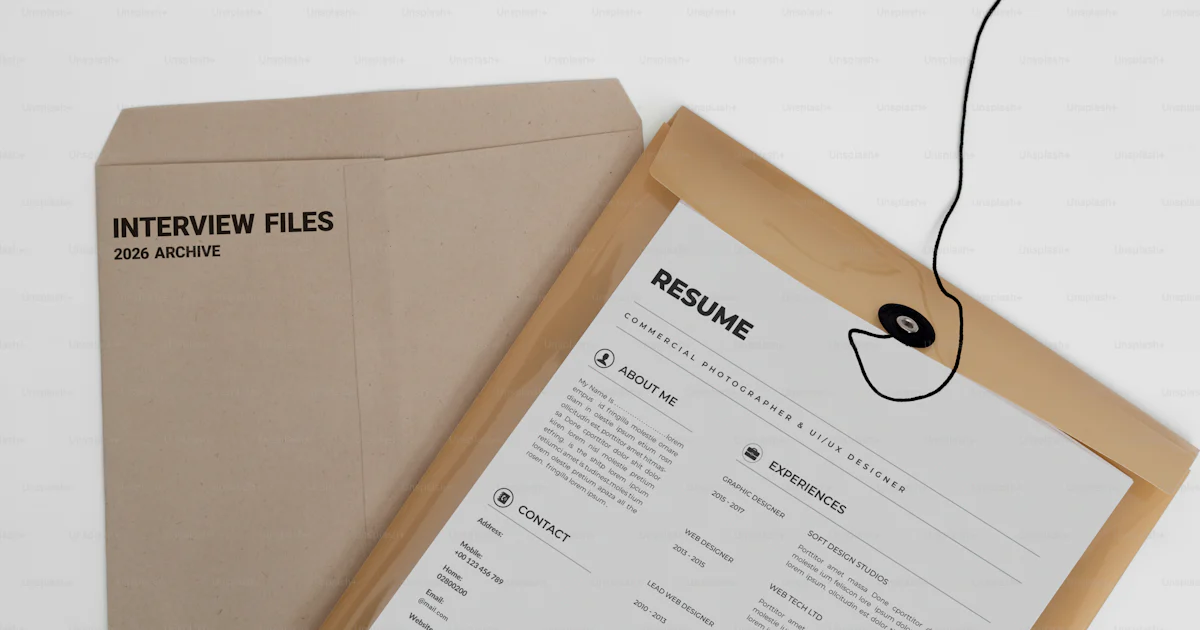 Interview File Cover Labelling Resume attached to interview files envelope with string. photo – Hiring ...