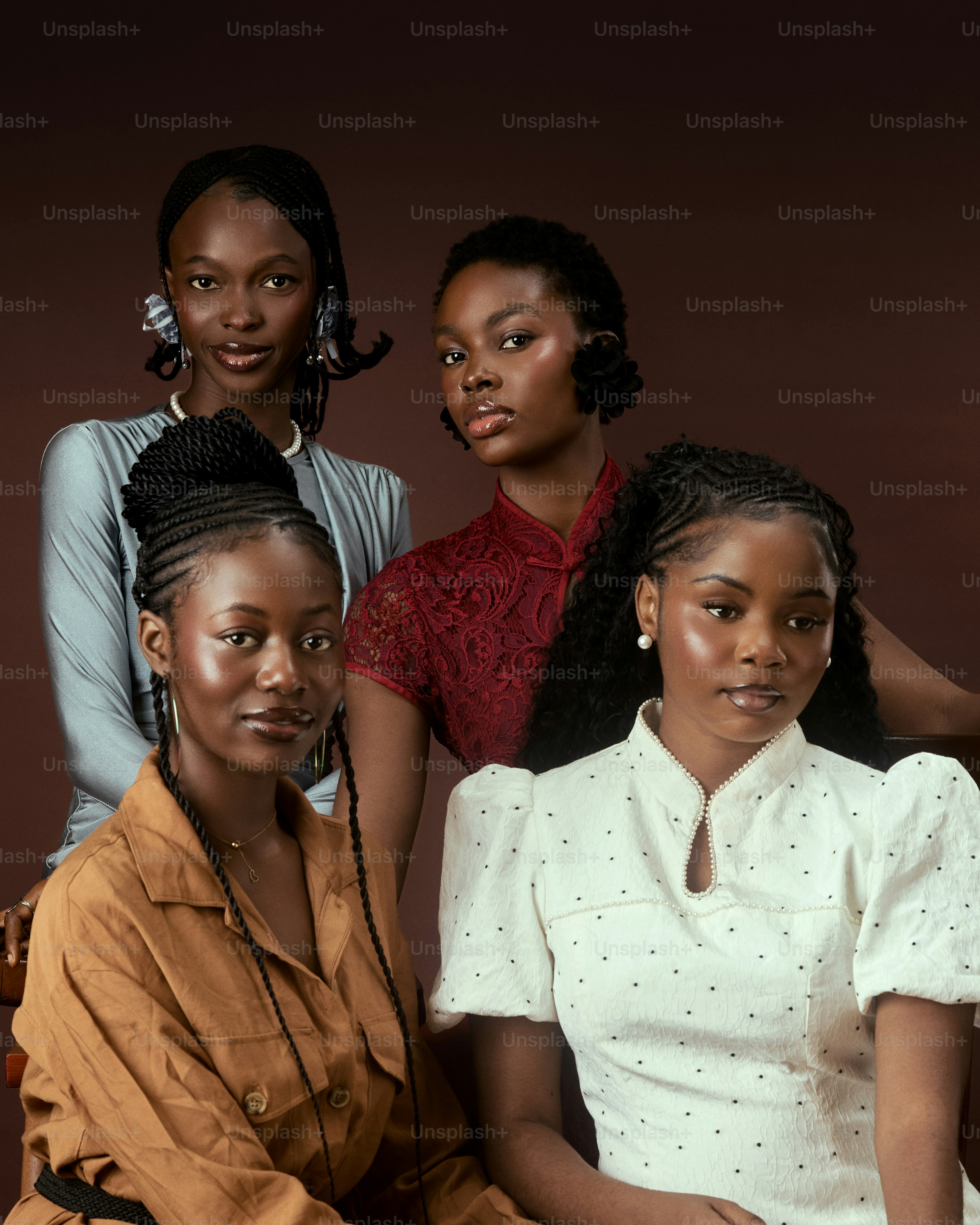 Four women posing for a studio portrait photo – Studio portrait Image ...