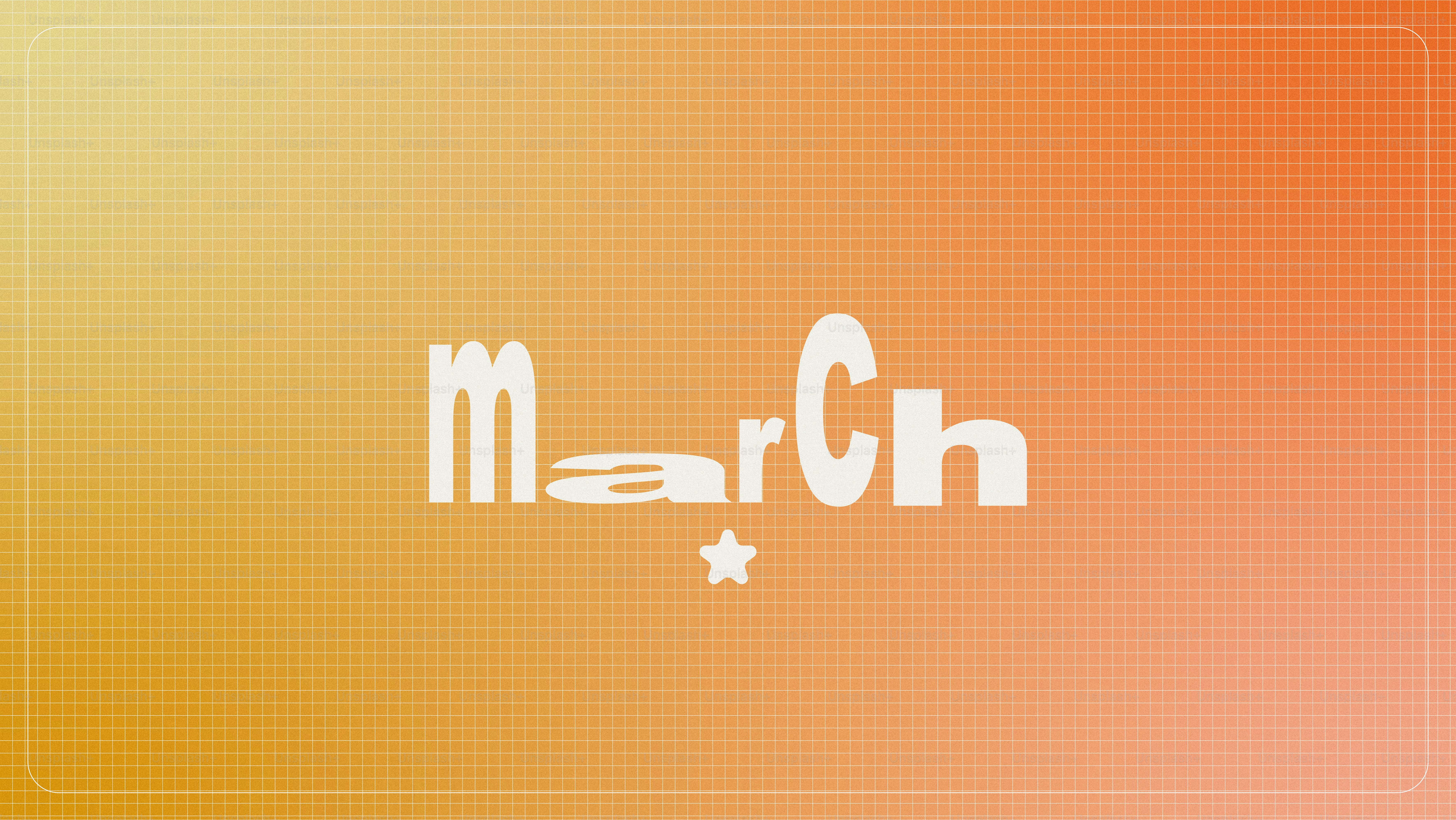 The word march stylized with a star and gradient background.