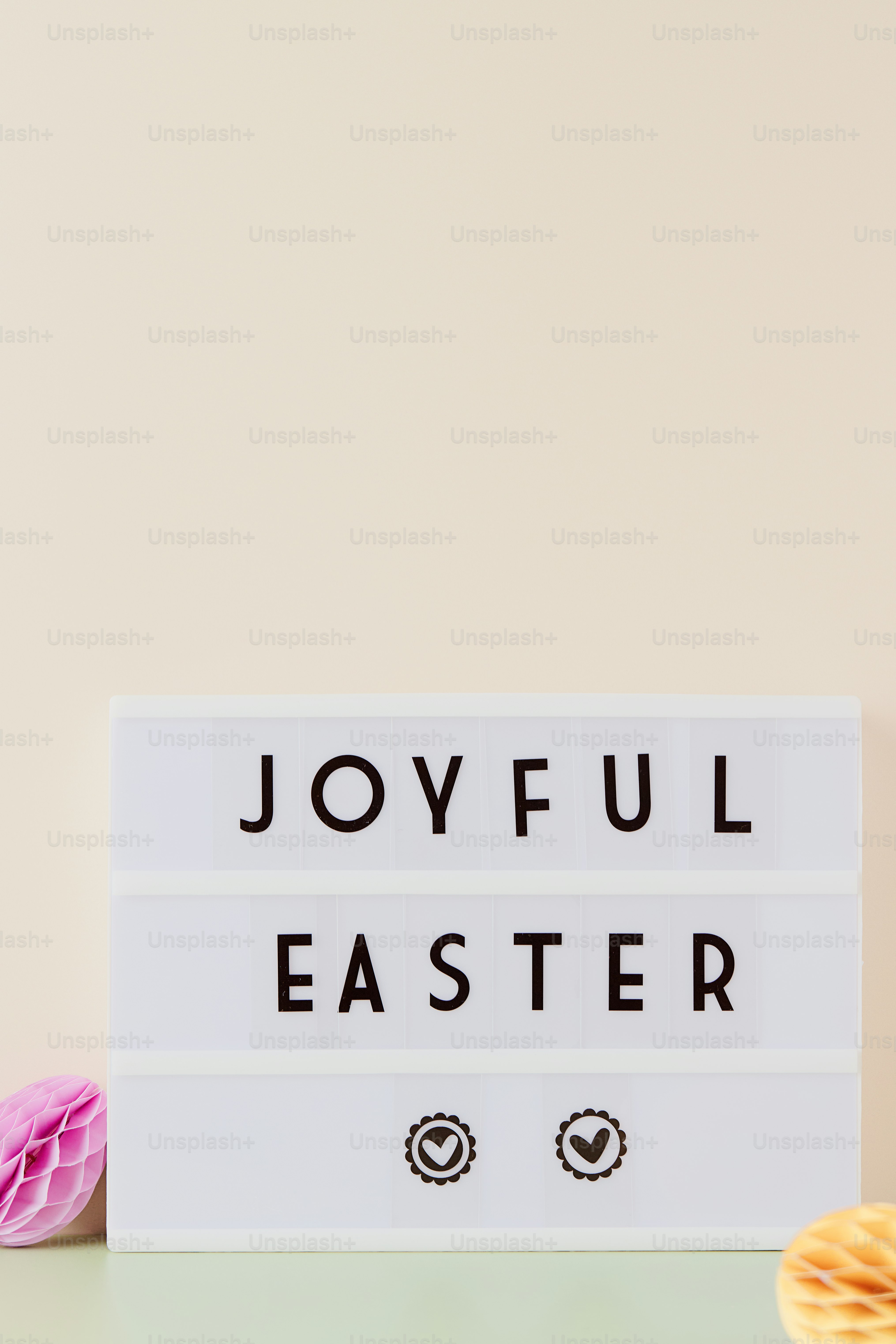 Joyful easter sign with decorative elements