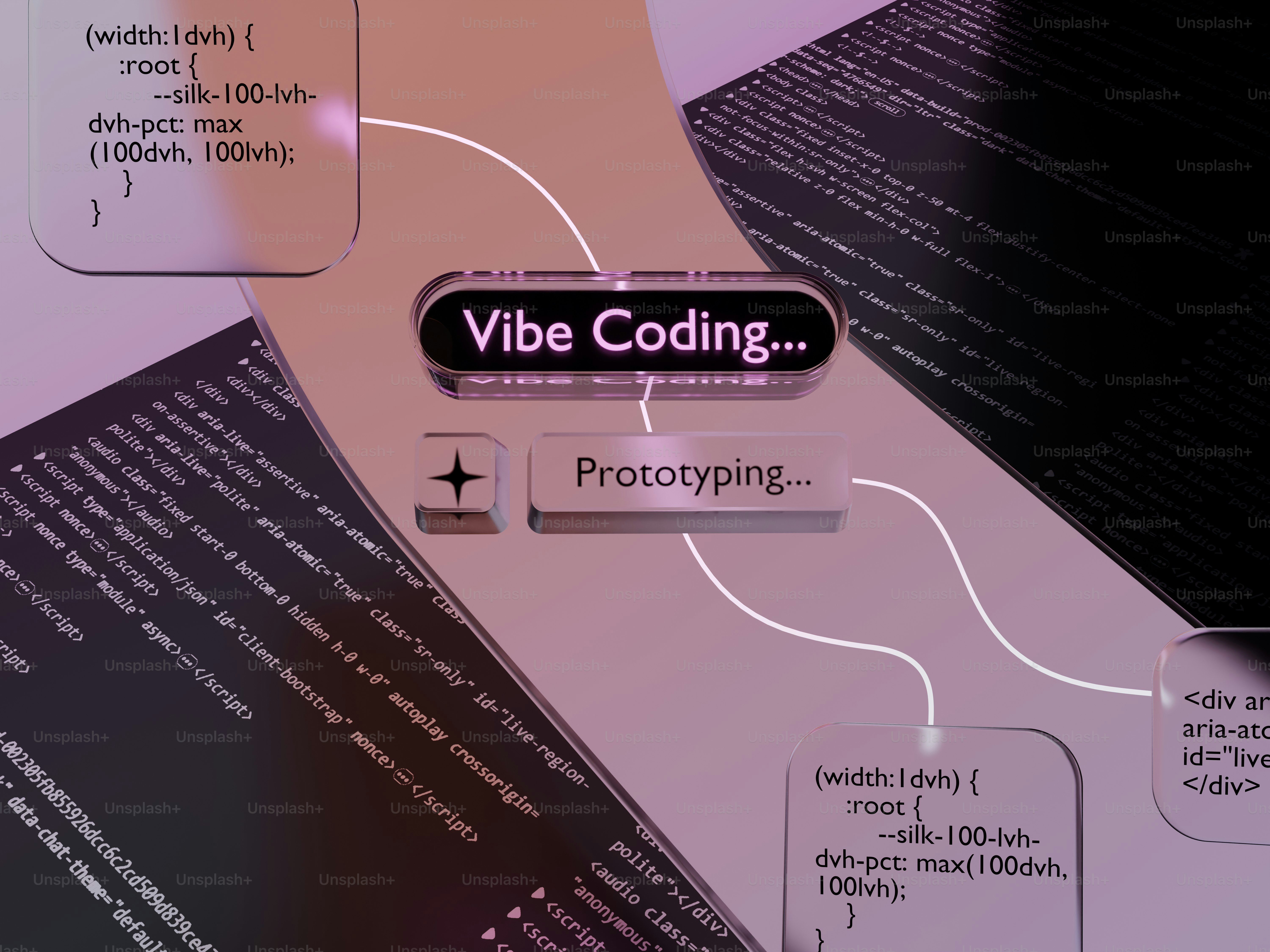 Abstrakte digitale Kunst mit Codeschnipsel und Text.