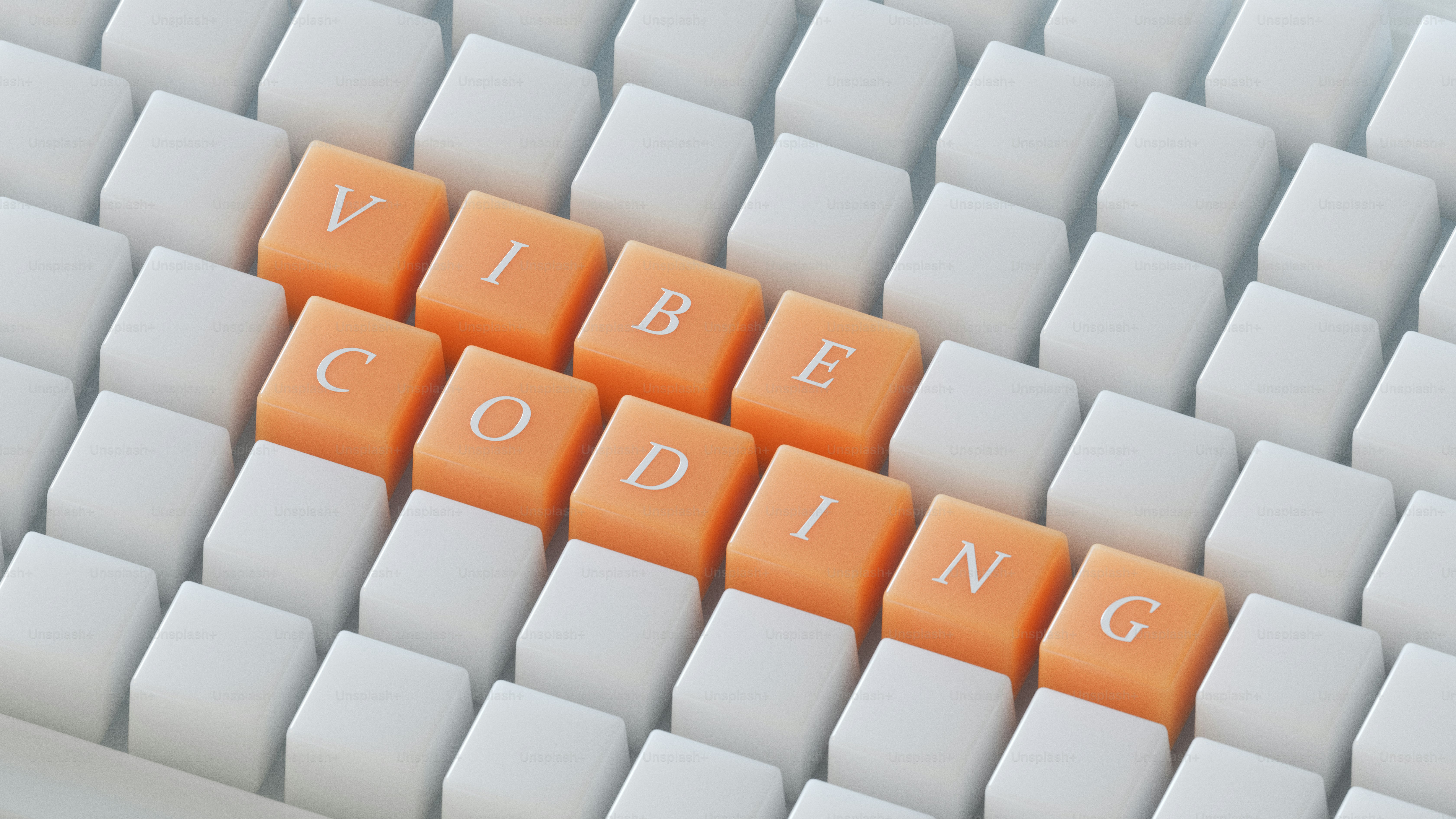 Tombol keyboard oranye mengeja "pengkodean getaran"