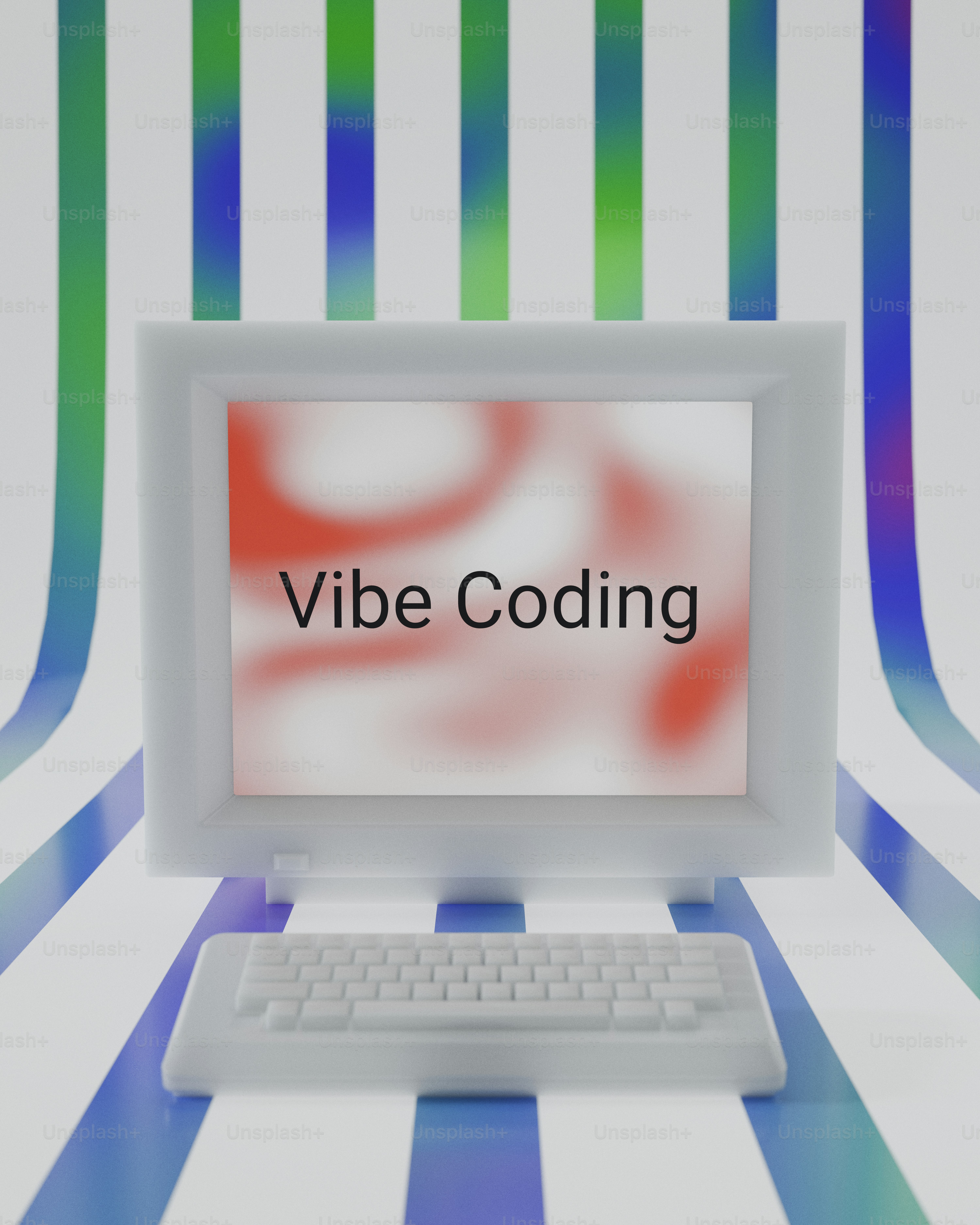 Retro computer with "vibe coding" on screen photo – Technology Image on ...