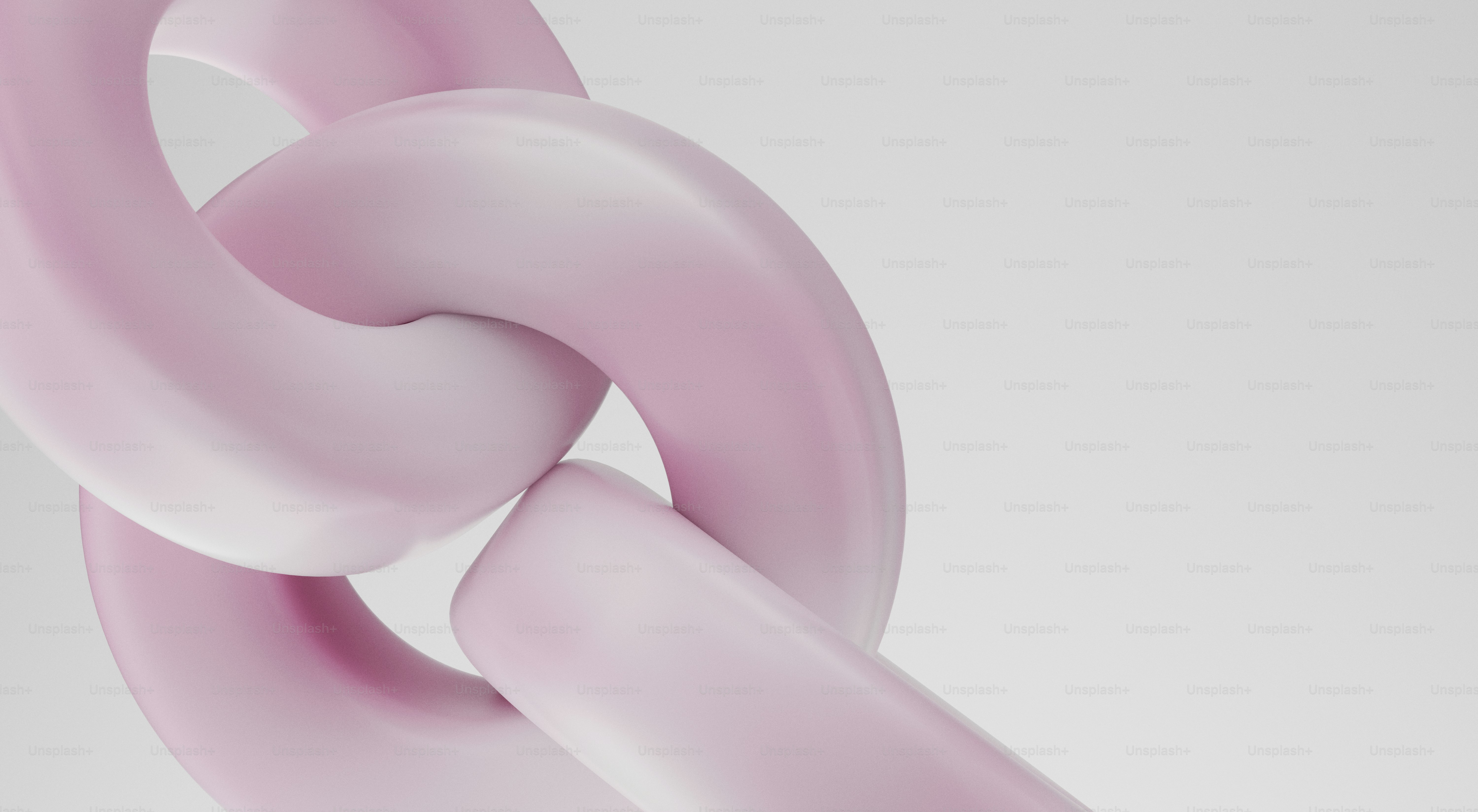 Interlocking pink chain links on a white background