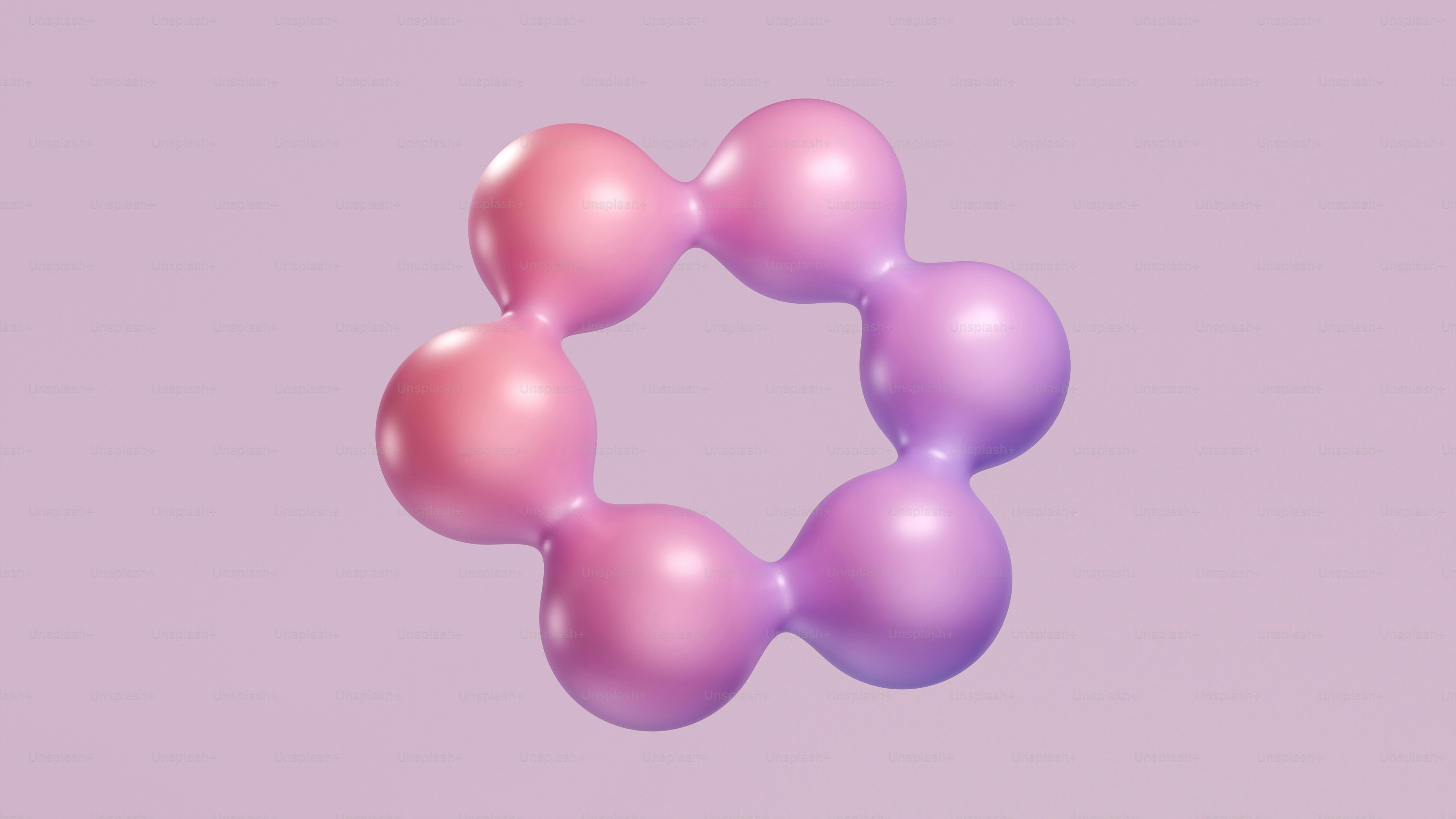 Pink and purple abstract molecular structure on pastel background