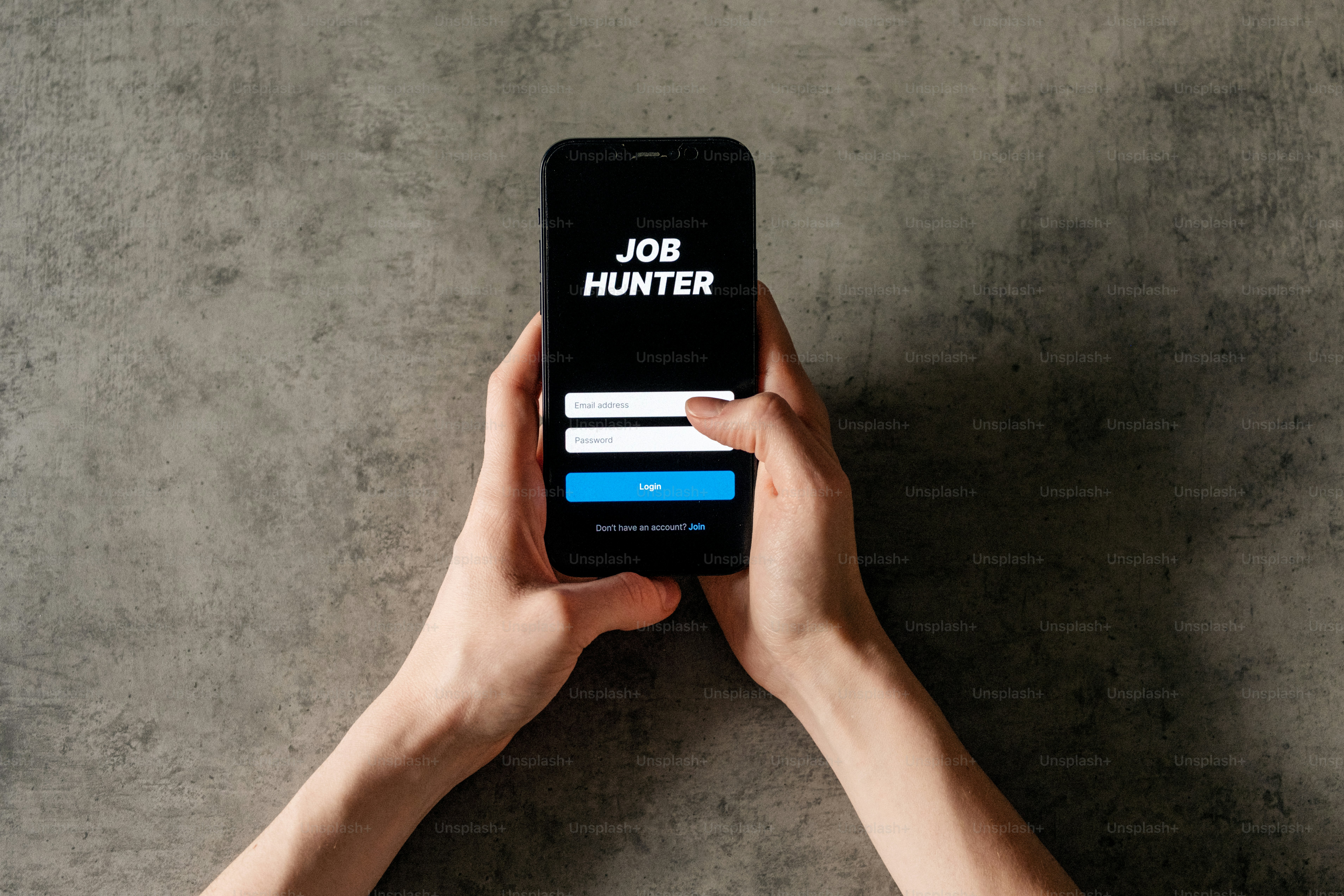 Hands holding phone with job hunter app open photo – Hiring Image on ...