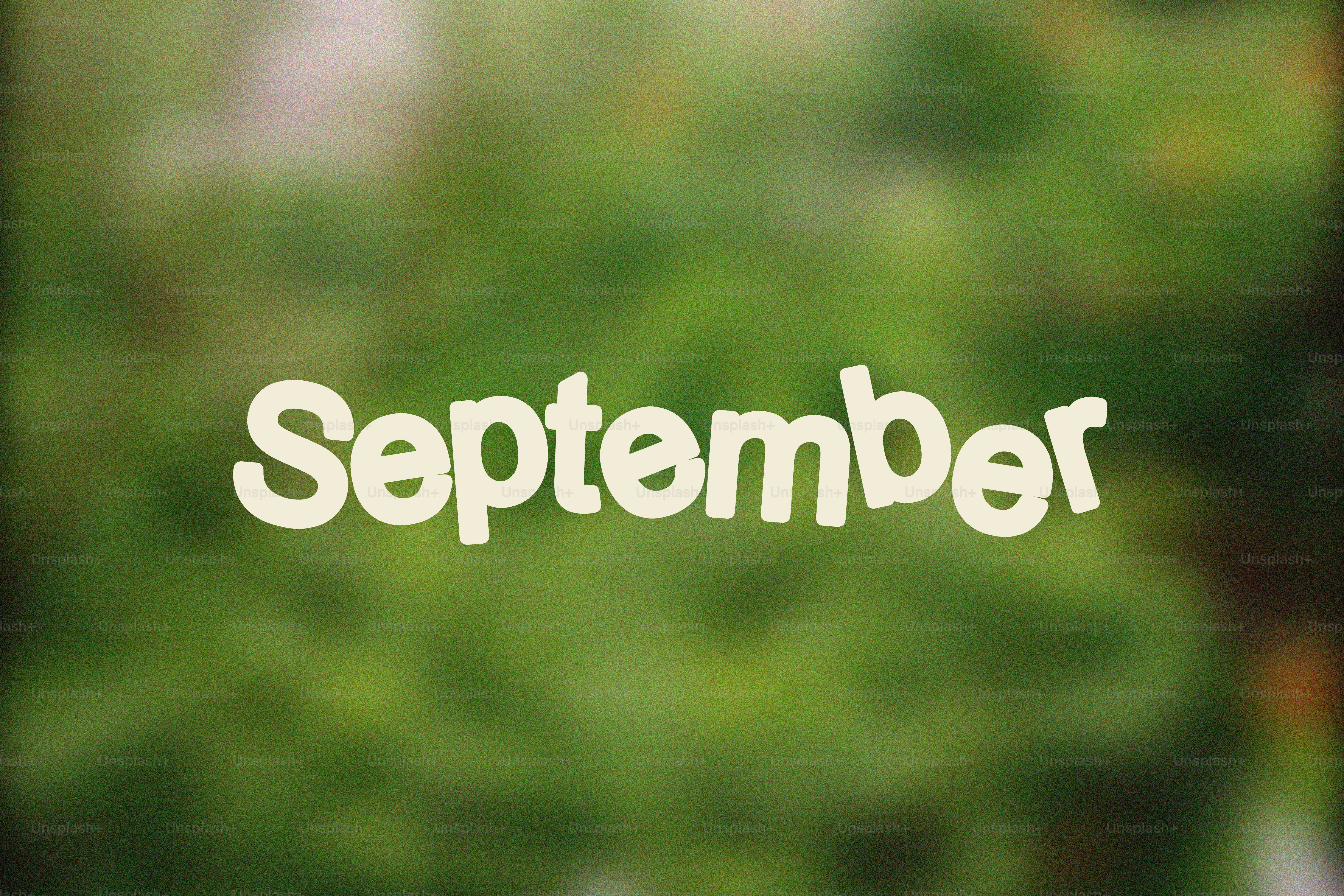 Kata september ditulis dengan huruf putih.