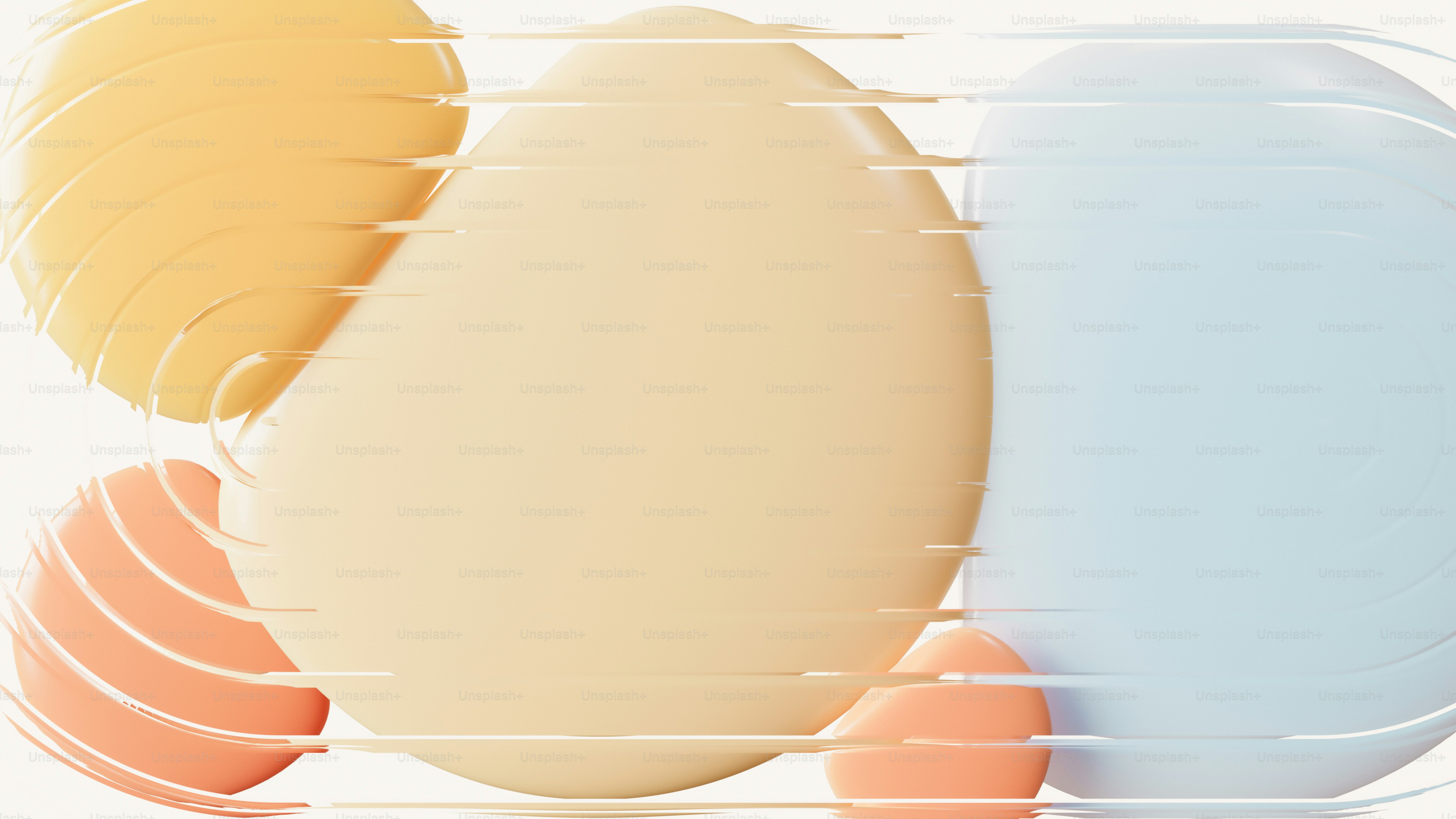 パステルカラーの抽象的な有機的形状に水平線が描かれています