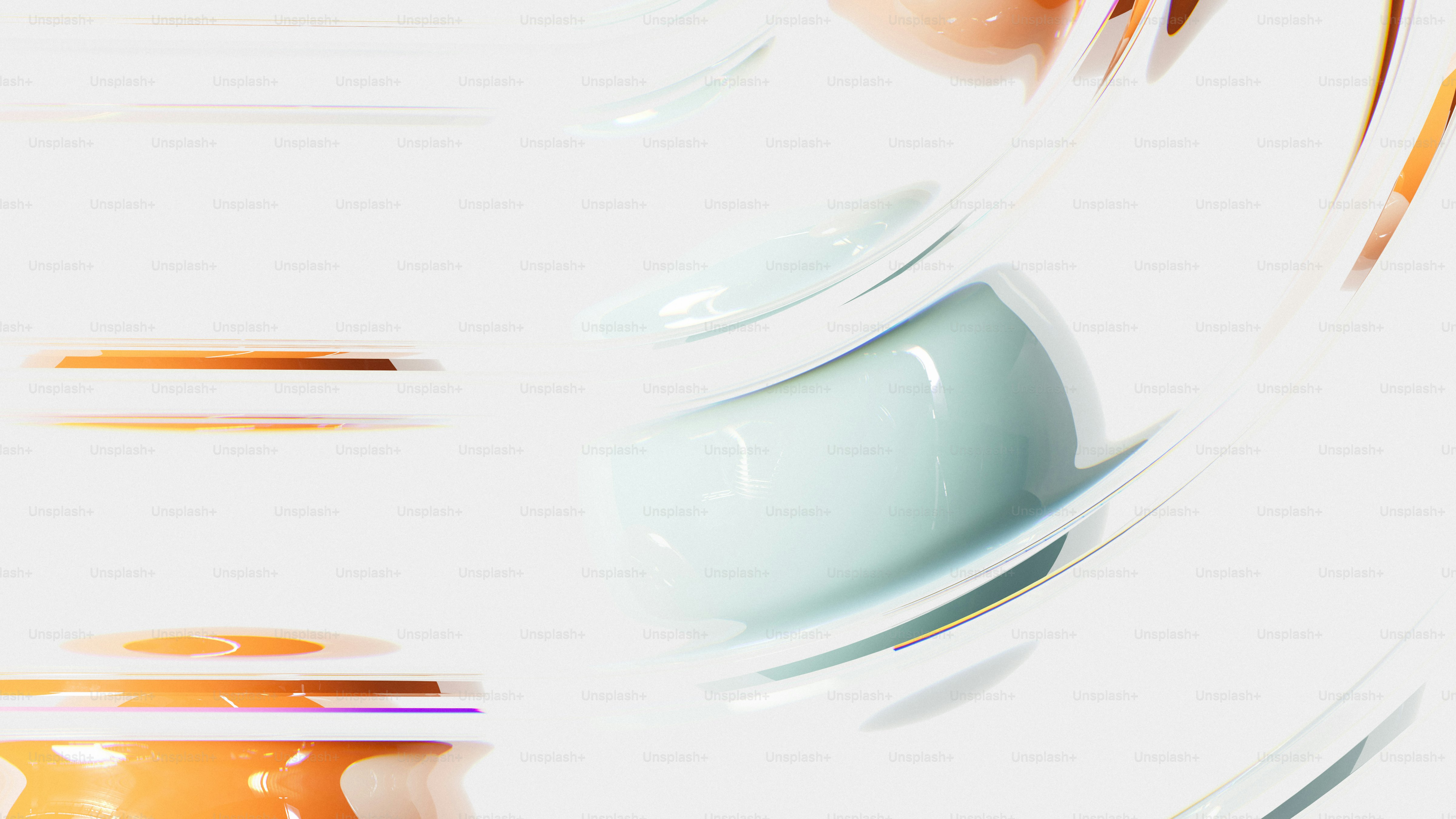 積み重ねられた白とオレンジのボウルのクローズアップ