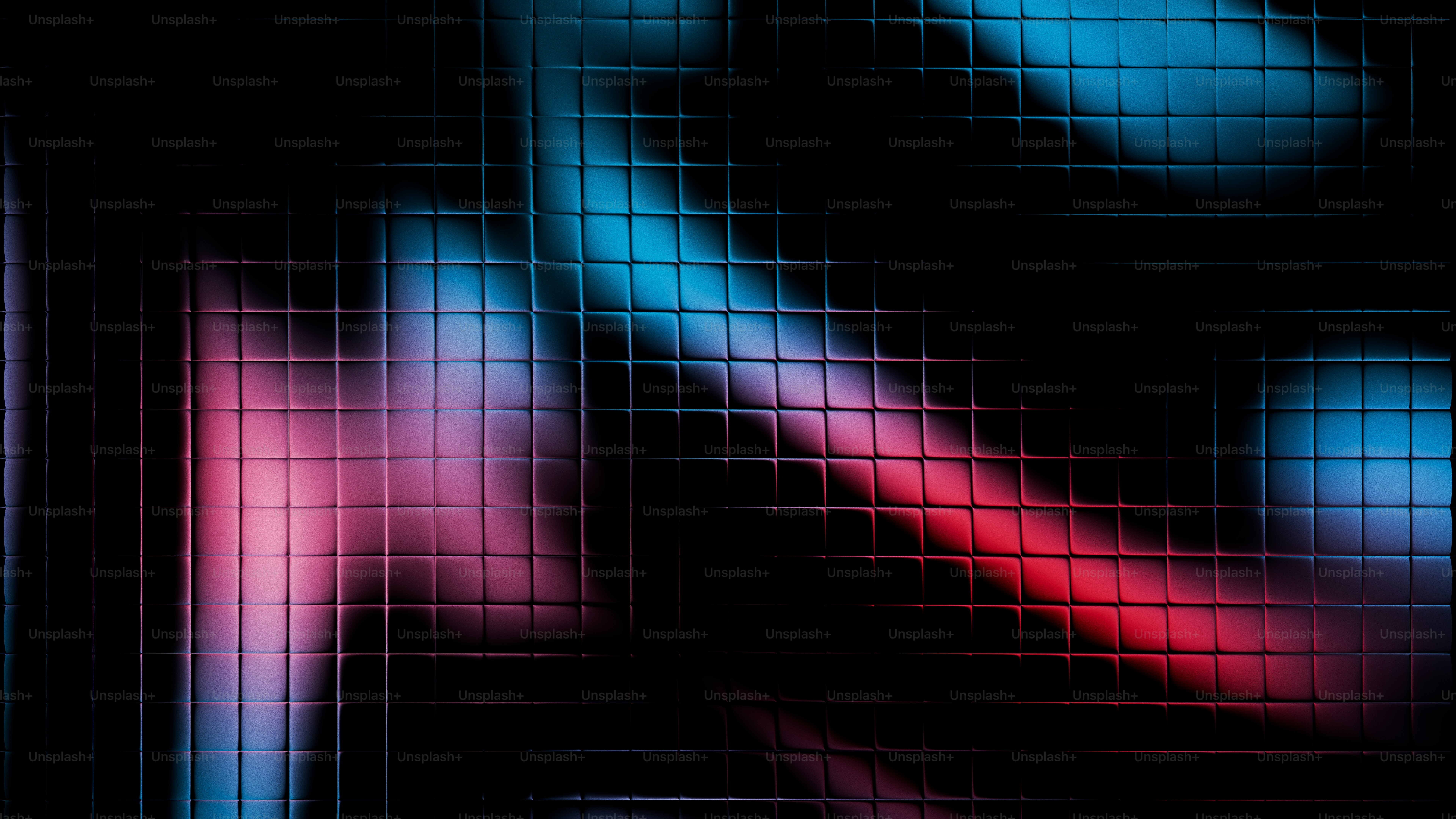 Abstract grid pattern with glowing pink and blue lights