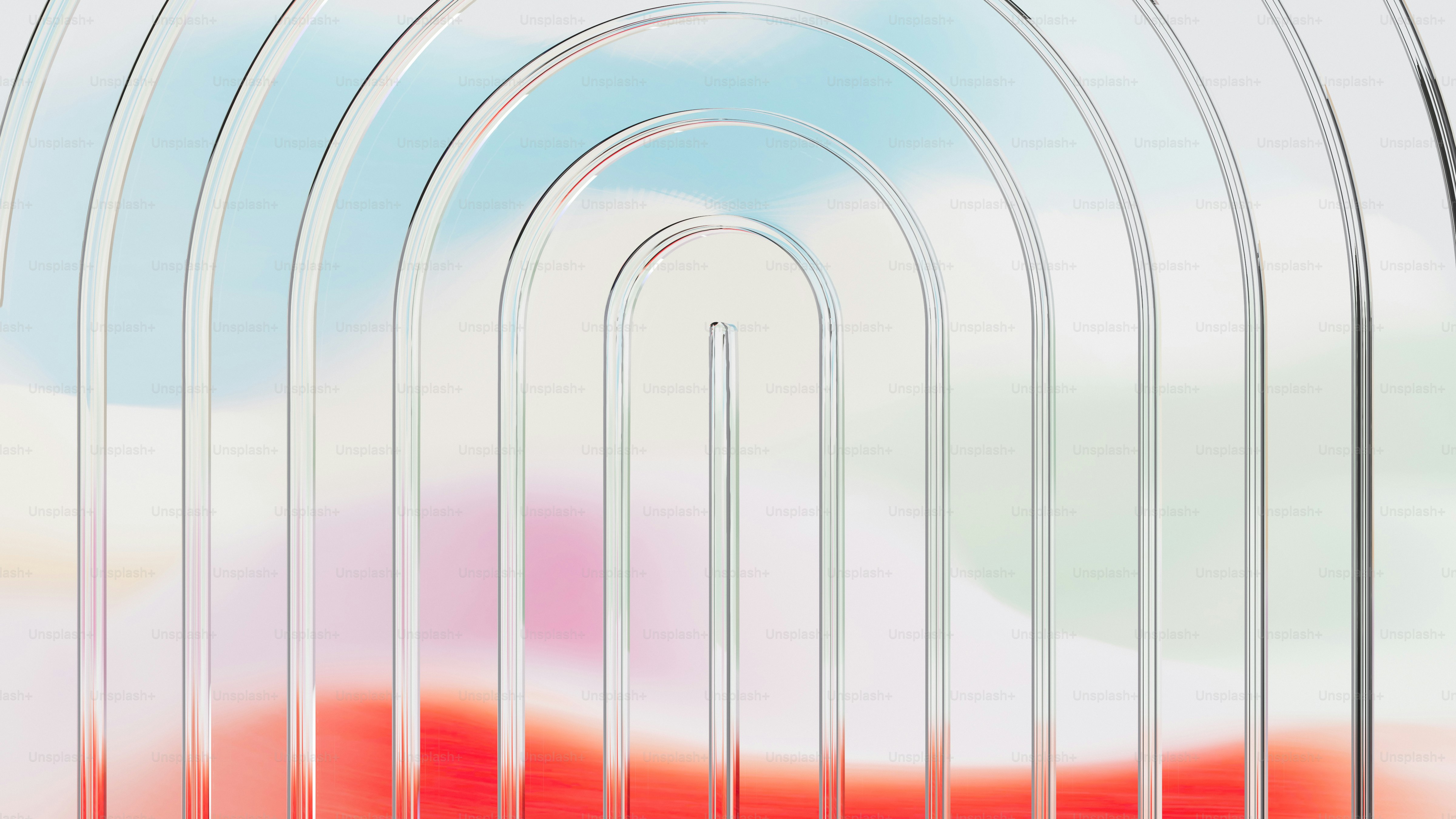 抽象的なパステルレインボーにクリアなアーチのオーバーレイ