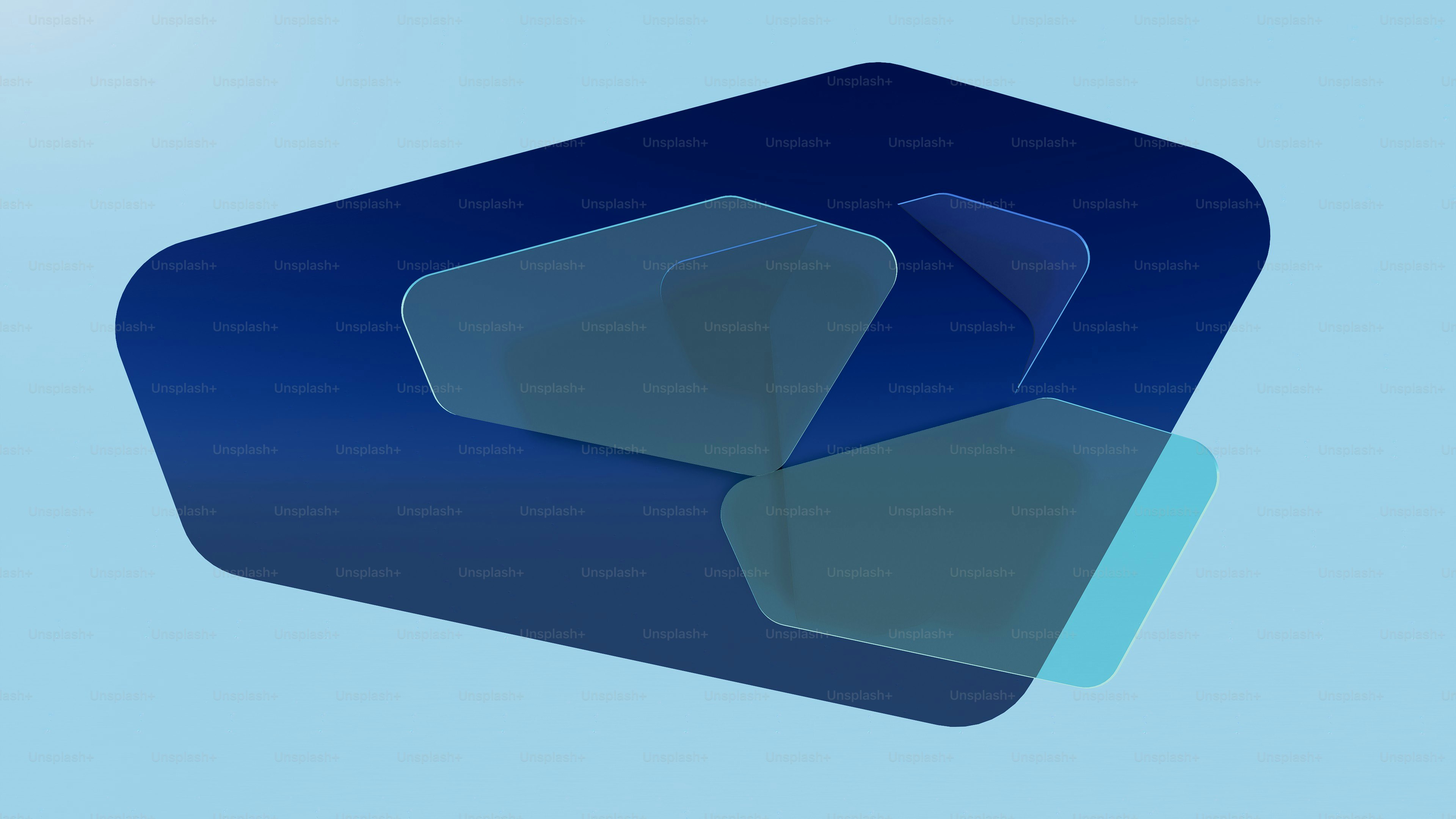 Abstract blue shapes on a light blue background