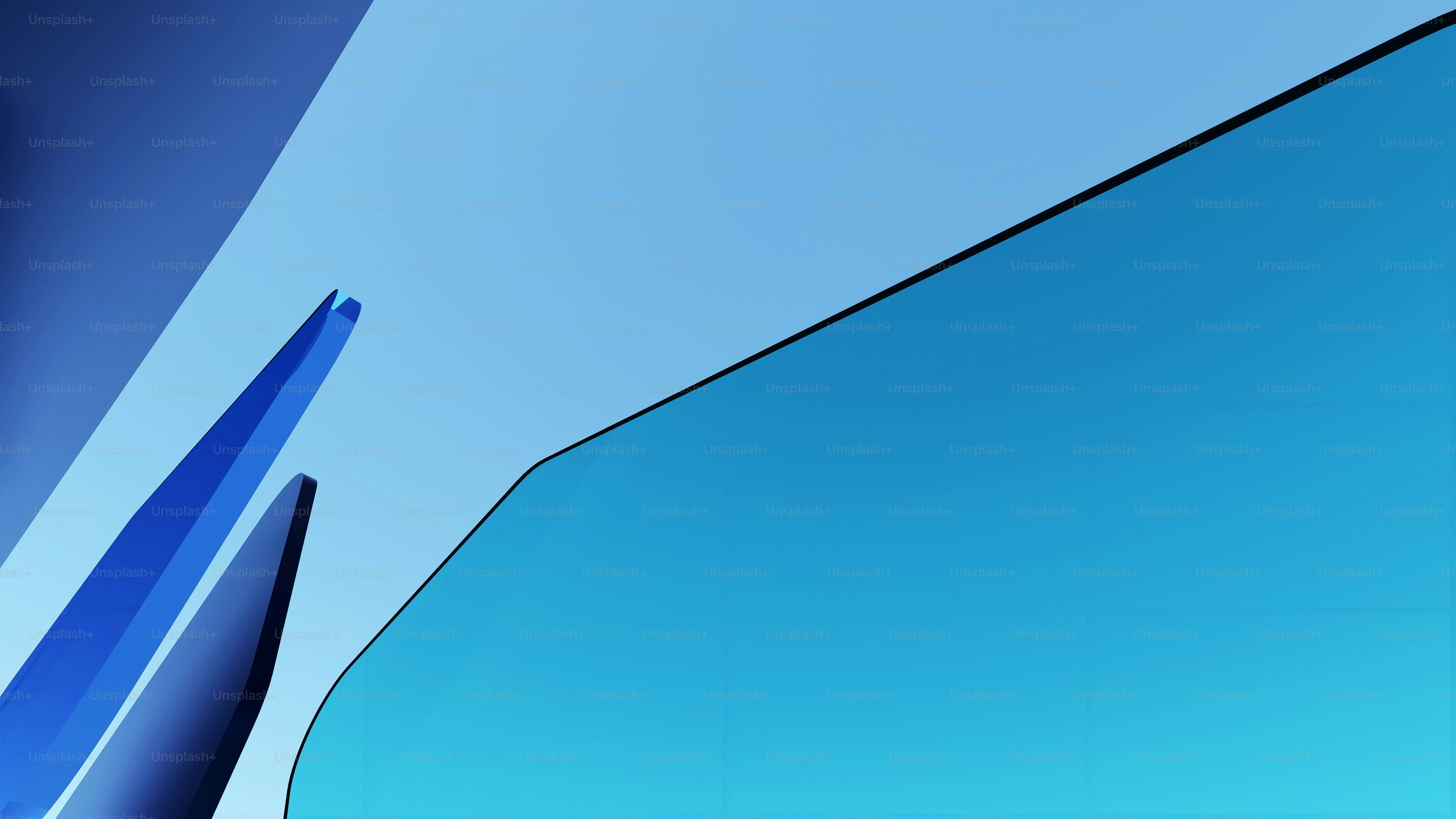 Abstract blue shapes with sharp edges and gradients