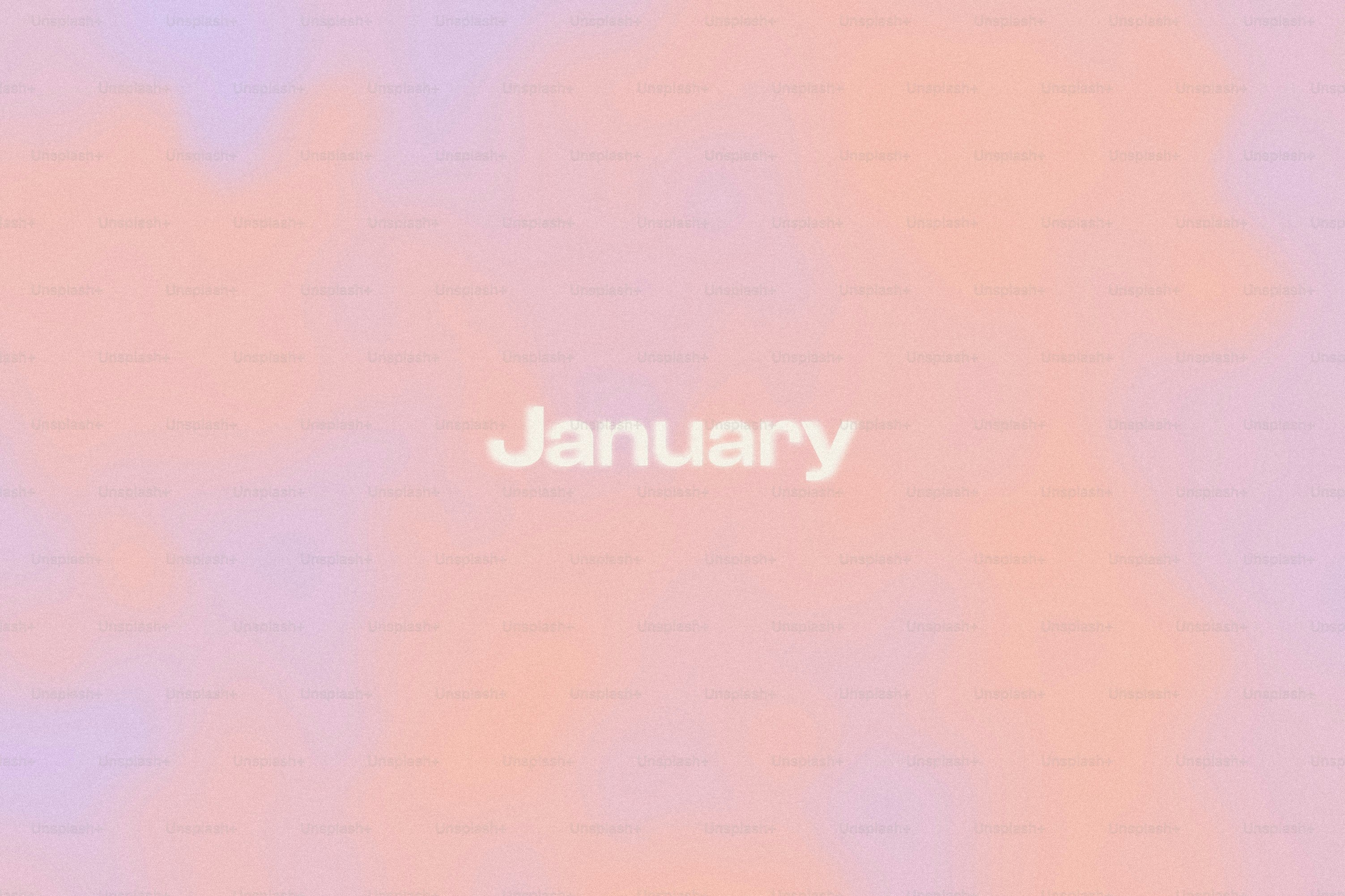 January text on soft pastel background