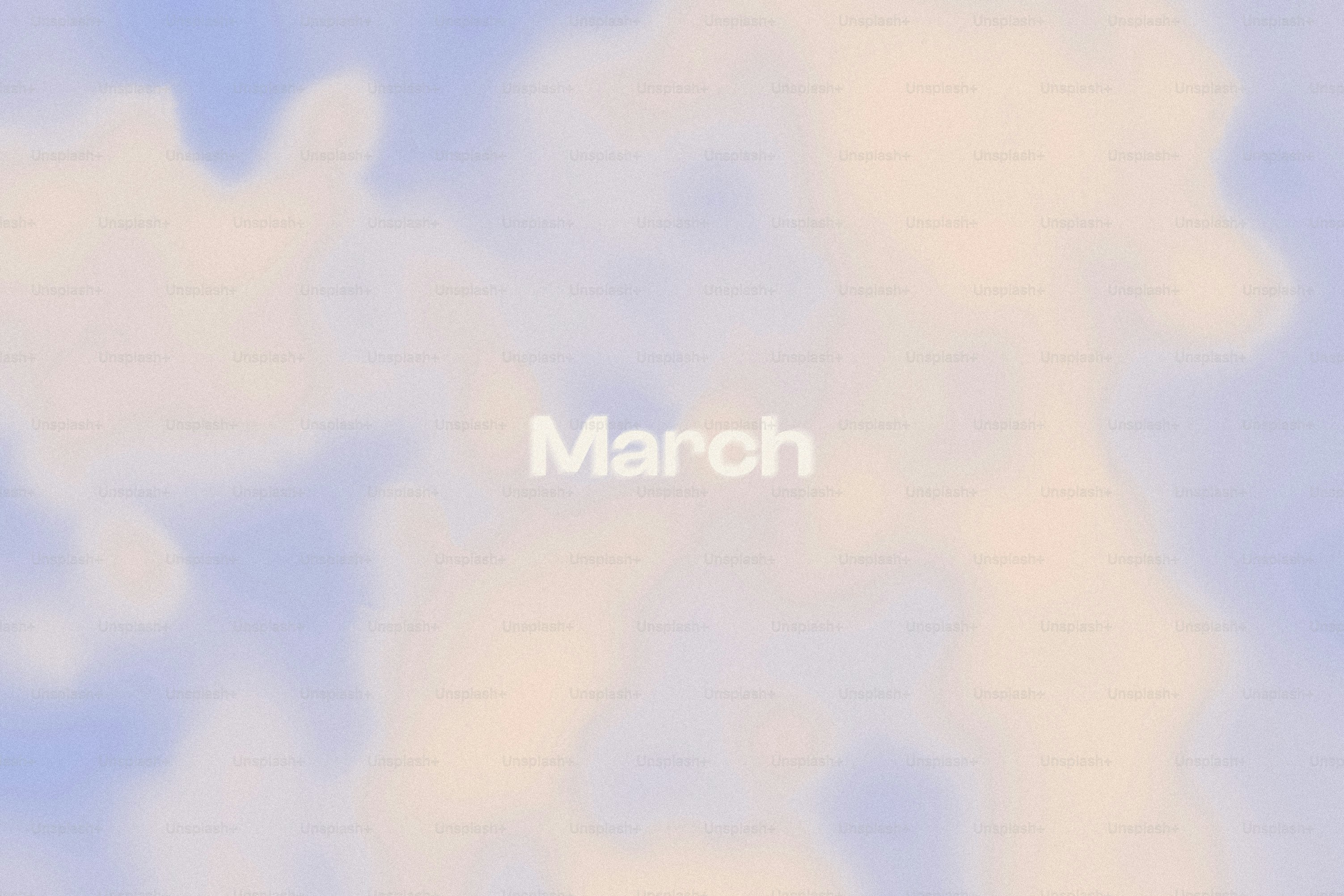 Soft pastel clouds with the word march