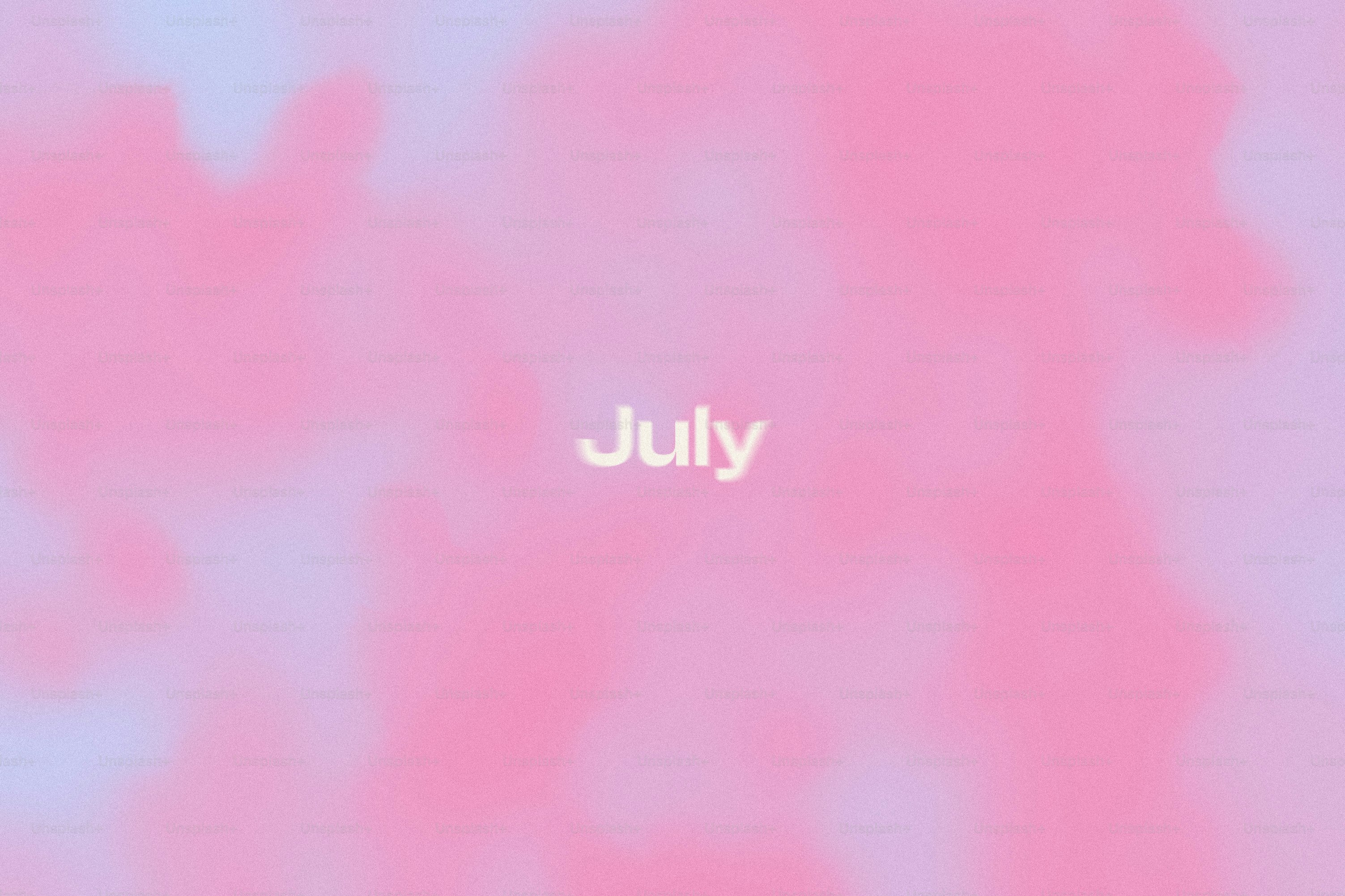 Pink and blue abstract background with the word july.