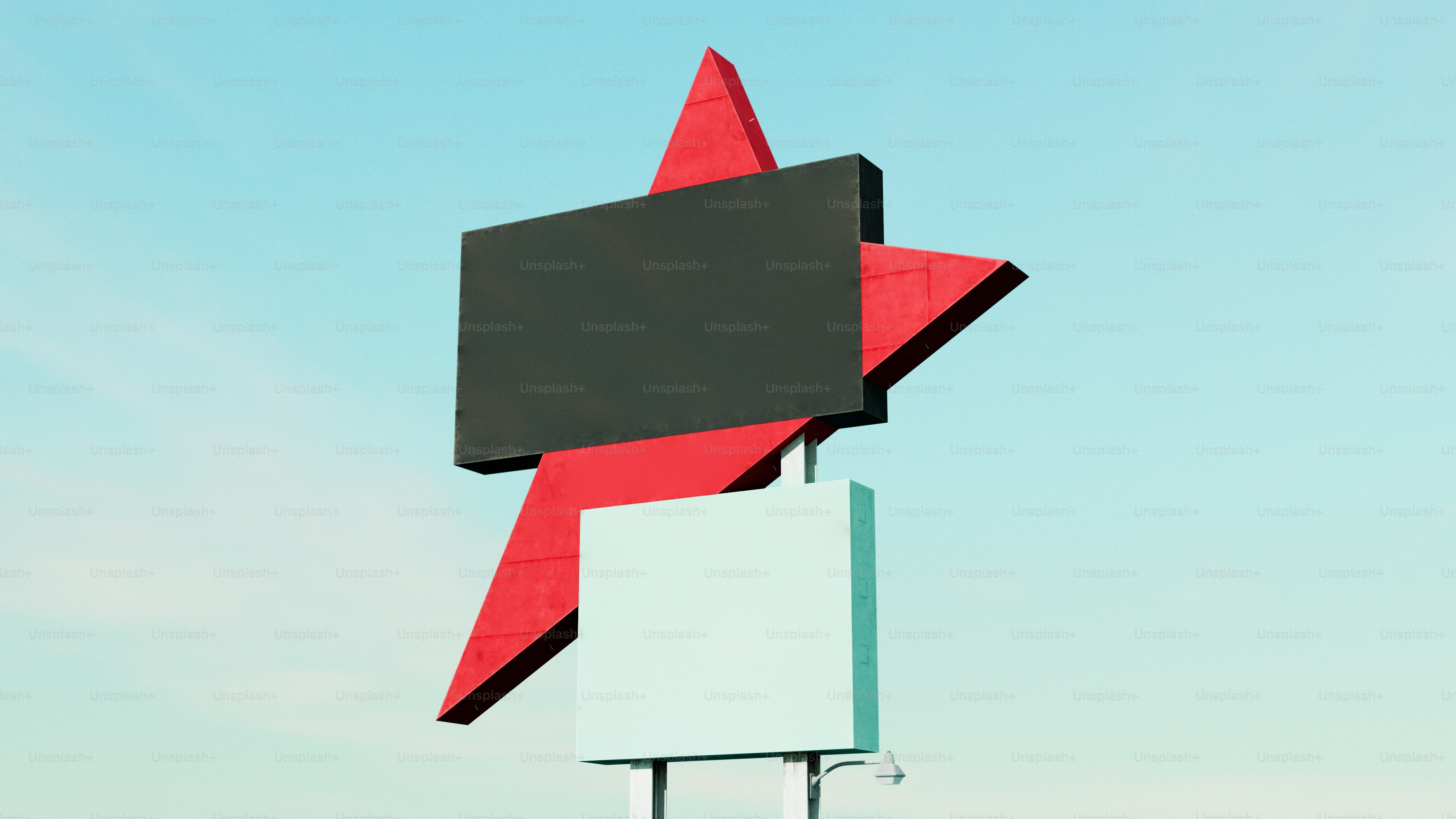 검은색과 흰색의 빈 보드가 있는 빨간 별표