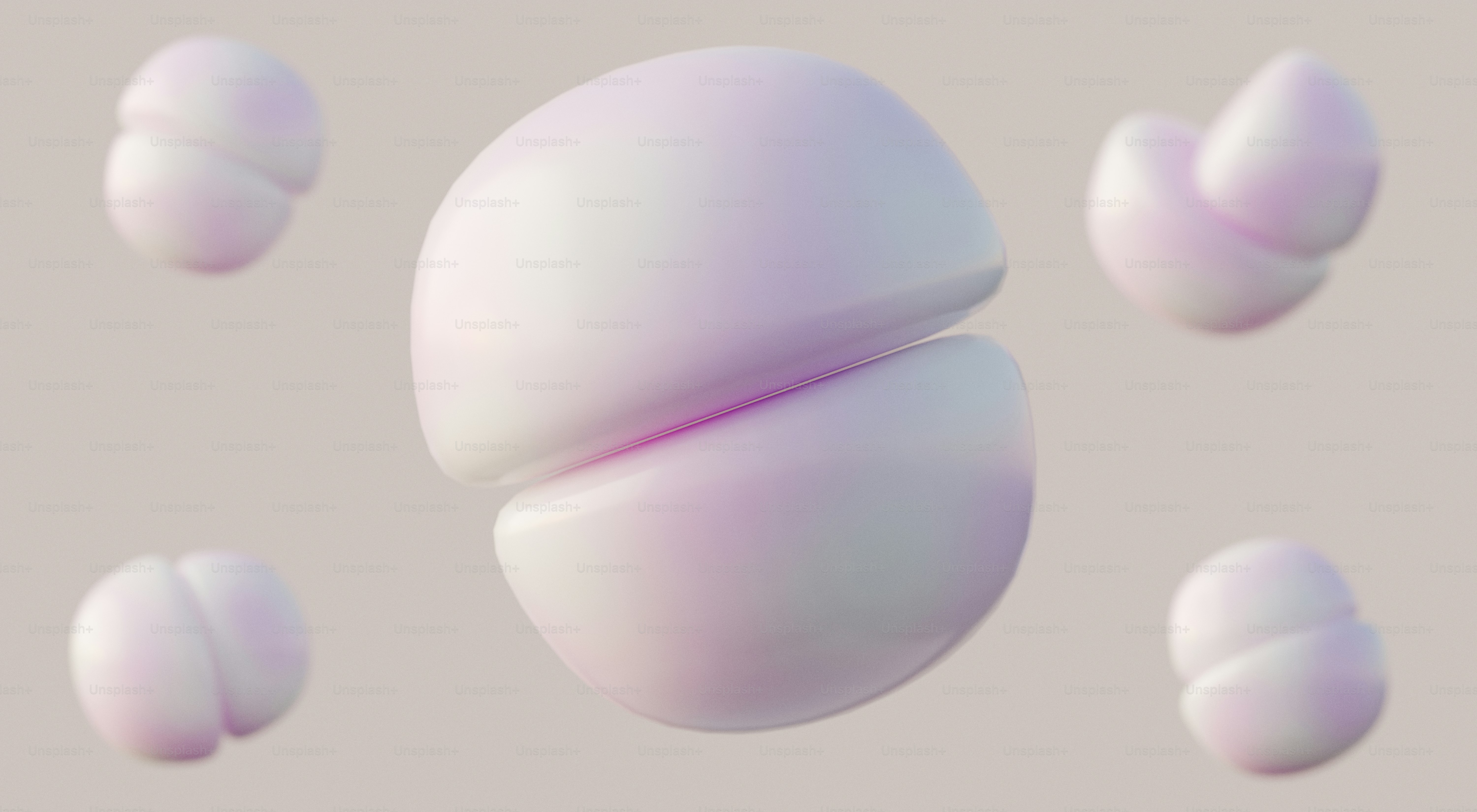 Abstract pastel spheres with soft lighting
