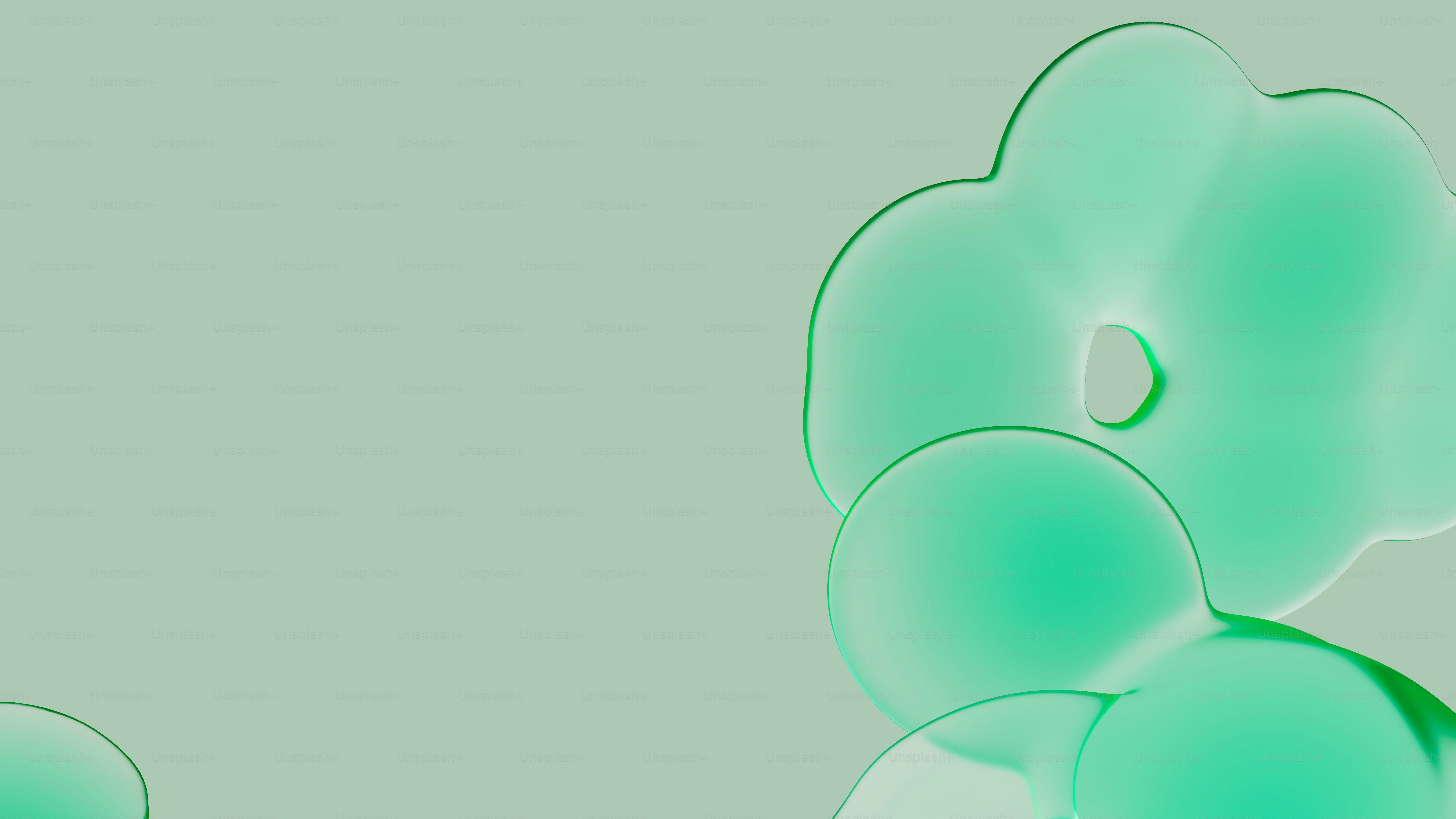 Formas abstractas verdes sobre fondo verde claro