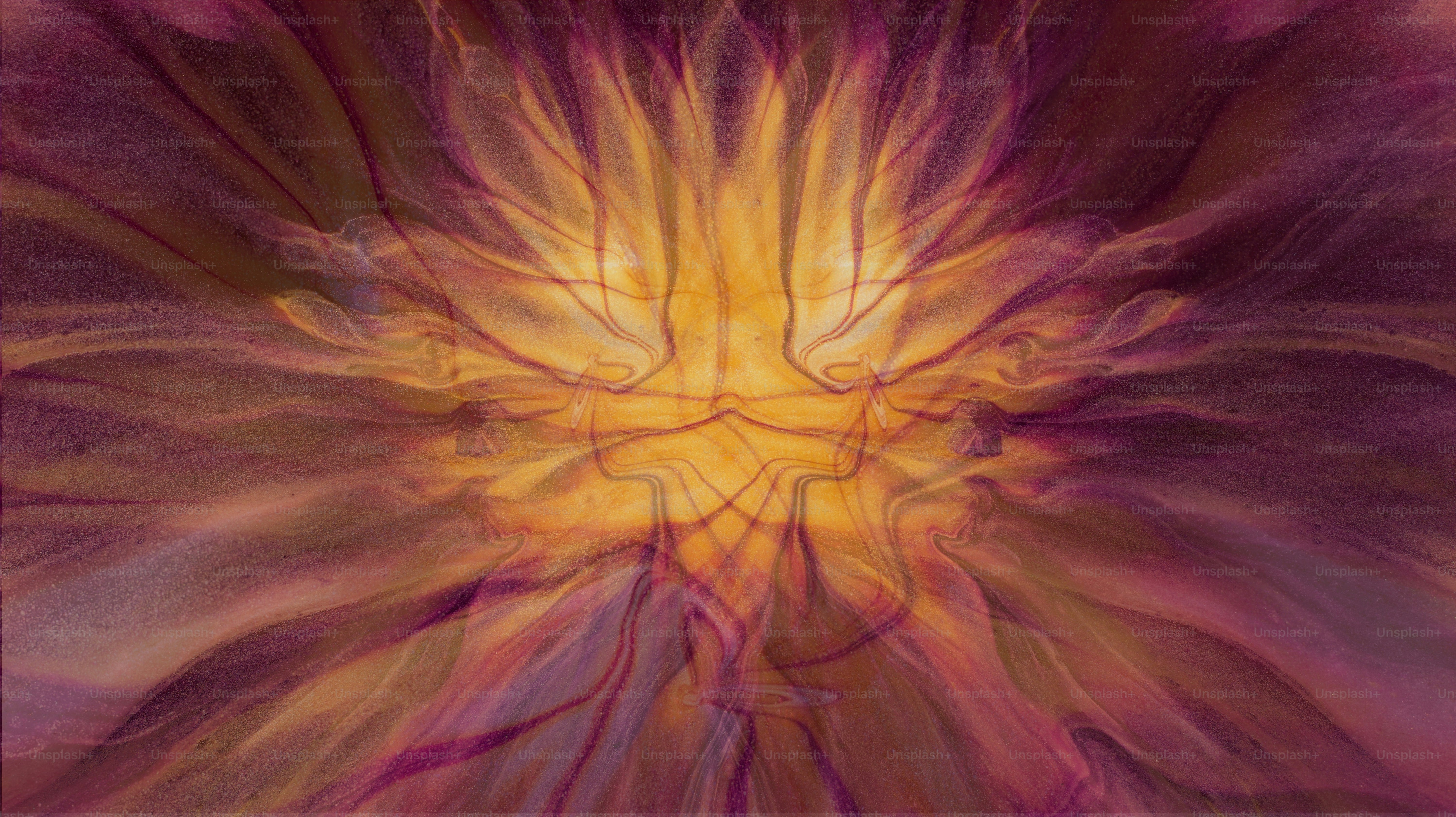 Motivo floreale astratto luminoso in viola e giallo