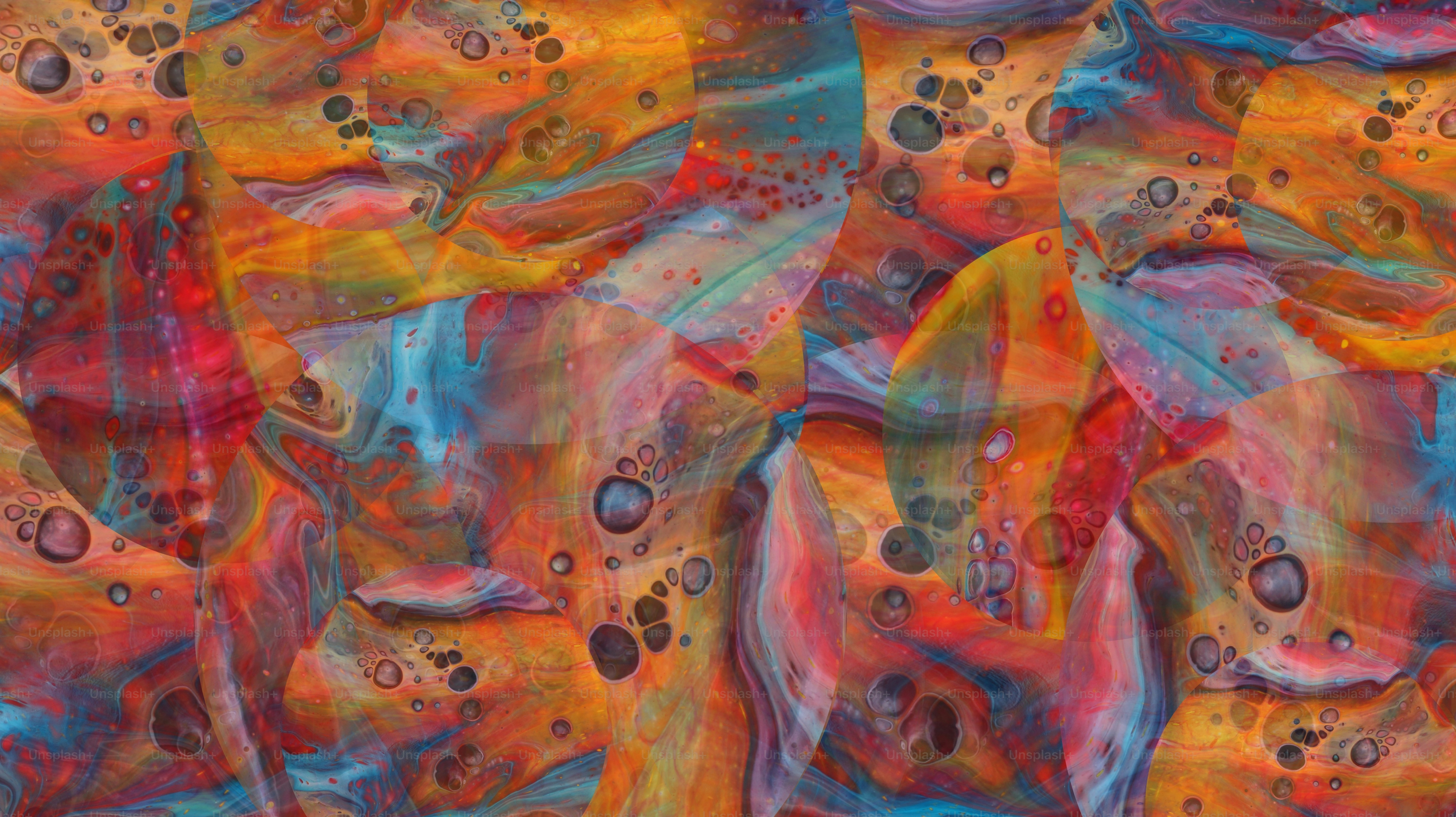 Arte astratta e colorata e fluida con motivi vorticosi