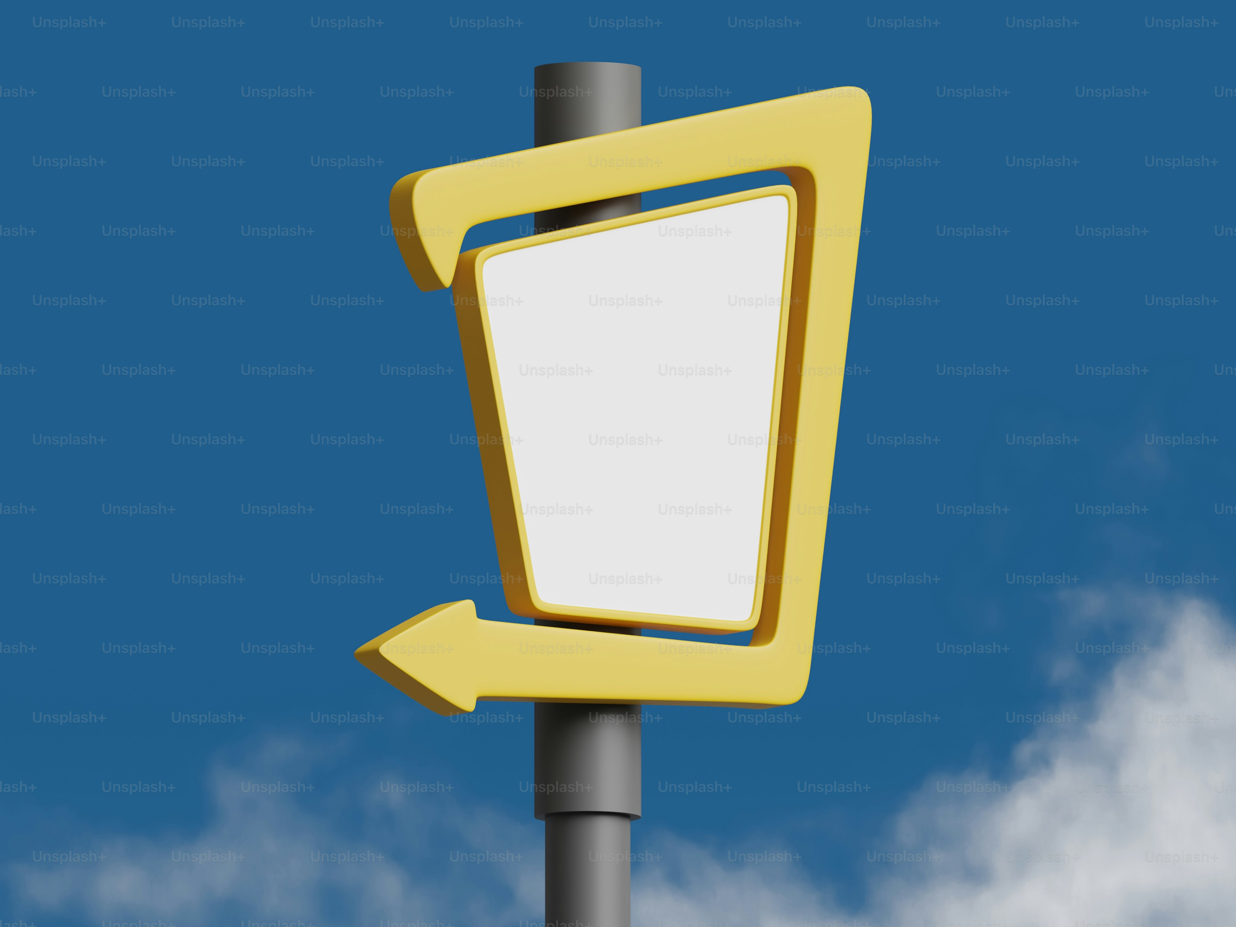 노란색 복고풍 간판에 하얀 공백이 있었다.