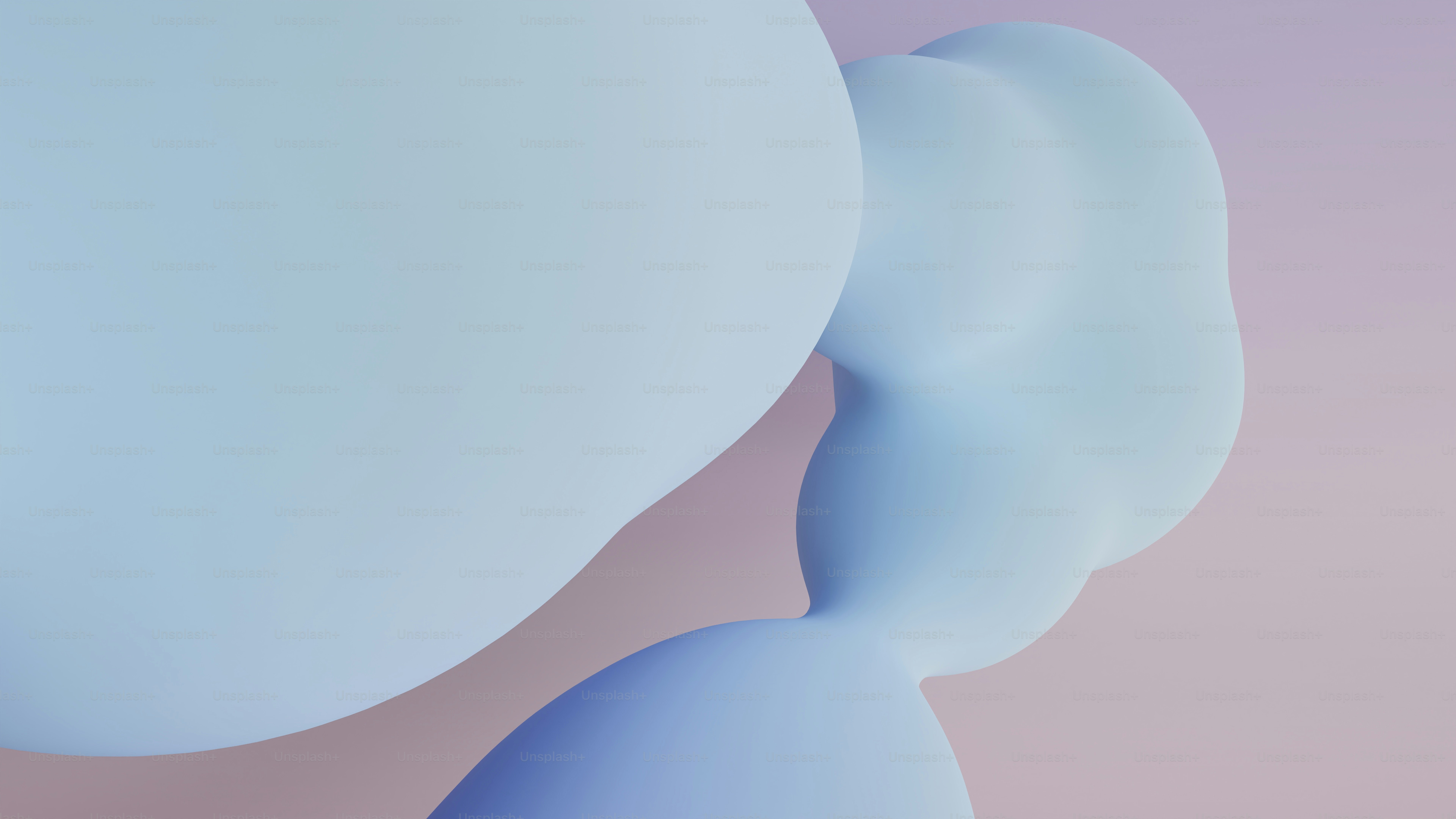 Formas orgánicas abstractas azul claro sobre un fondo degradado rosa