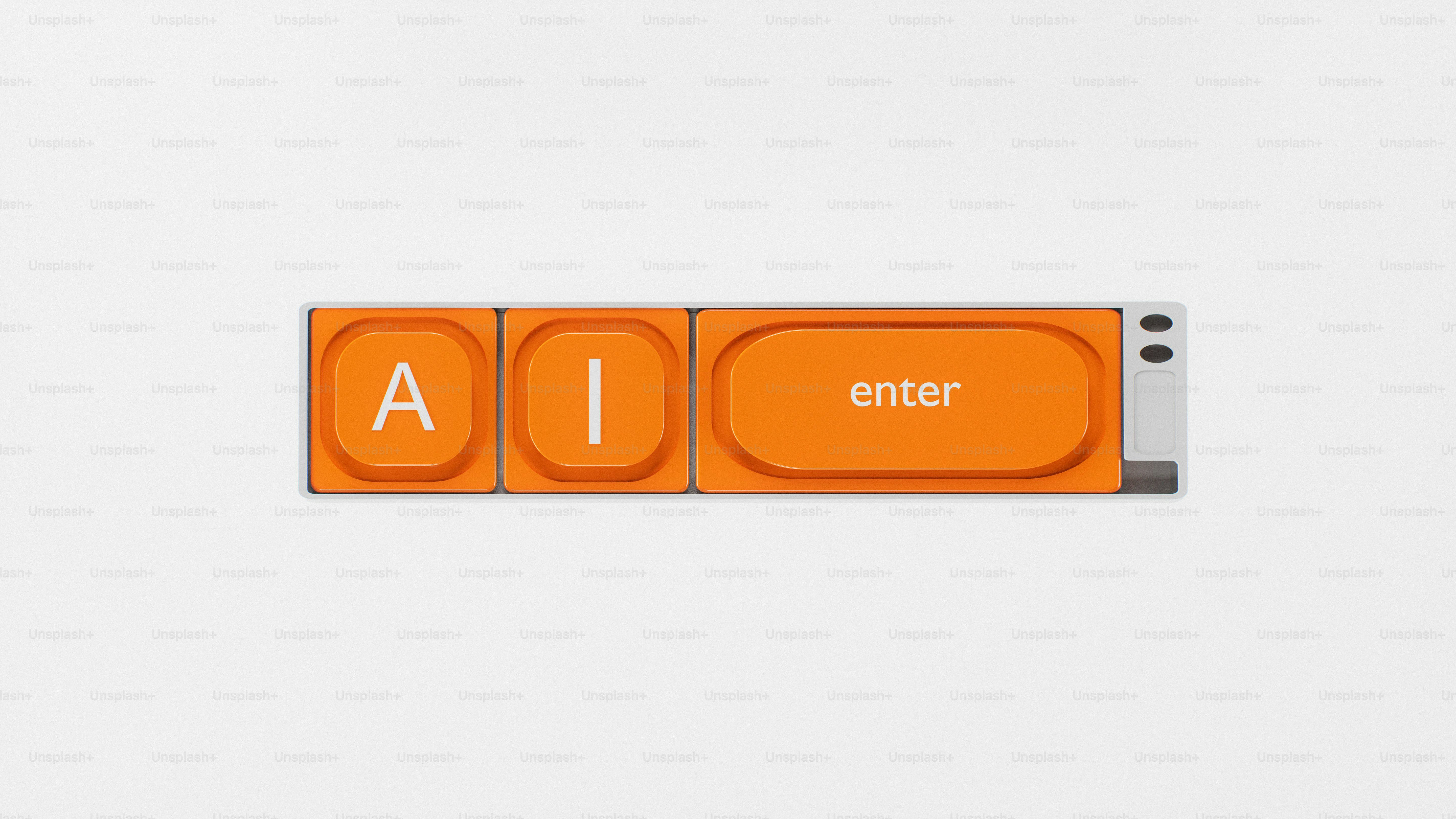 Orange keys with ai and enter on white background
