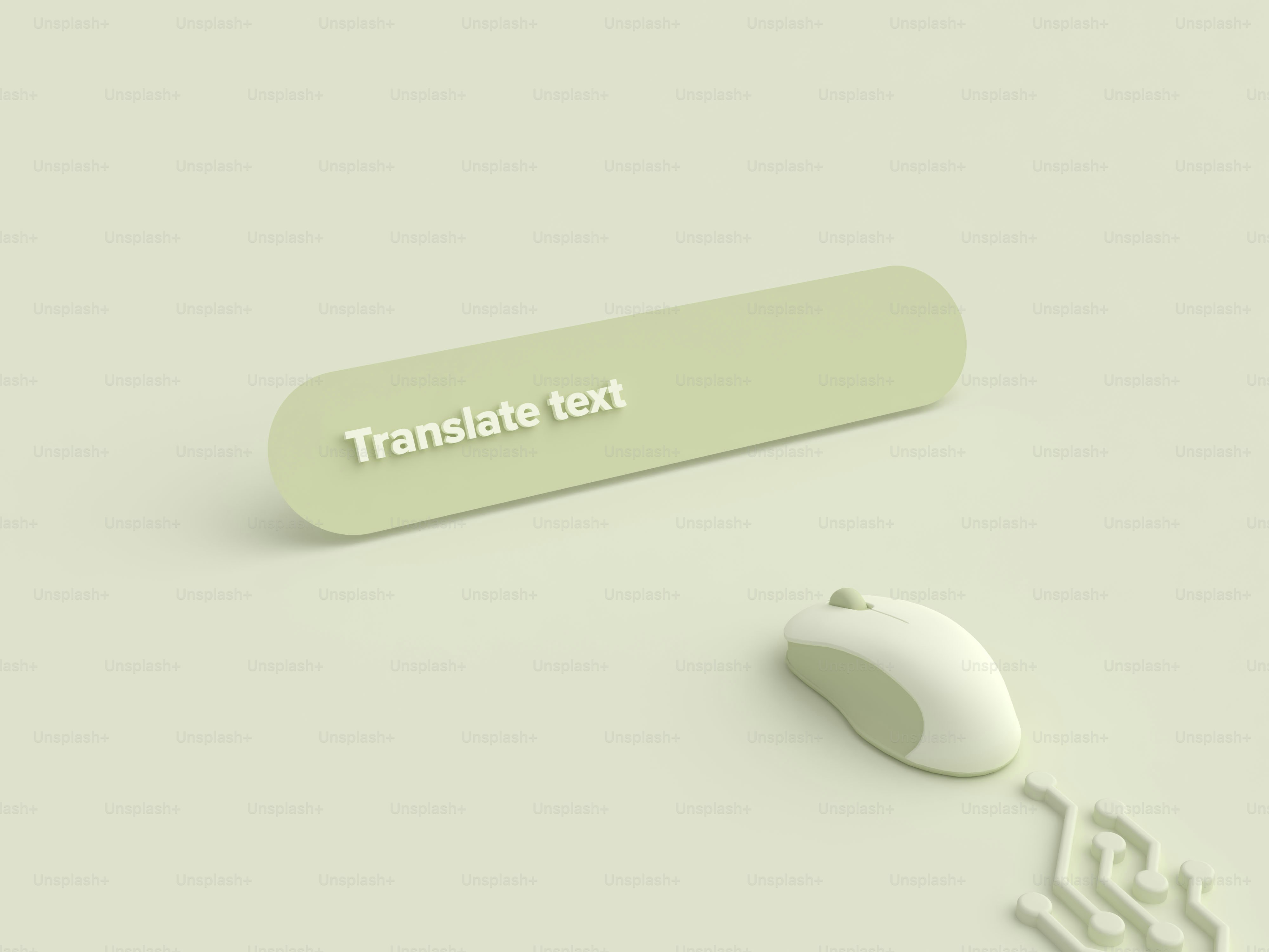 A computer mouse and a button with translate text.