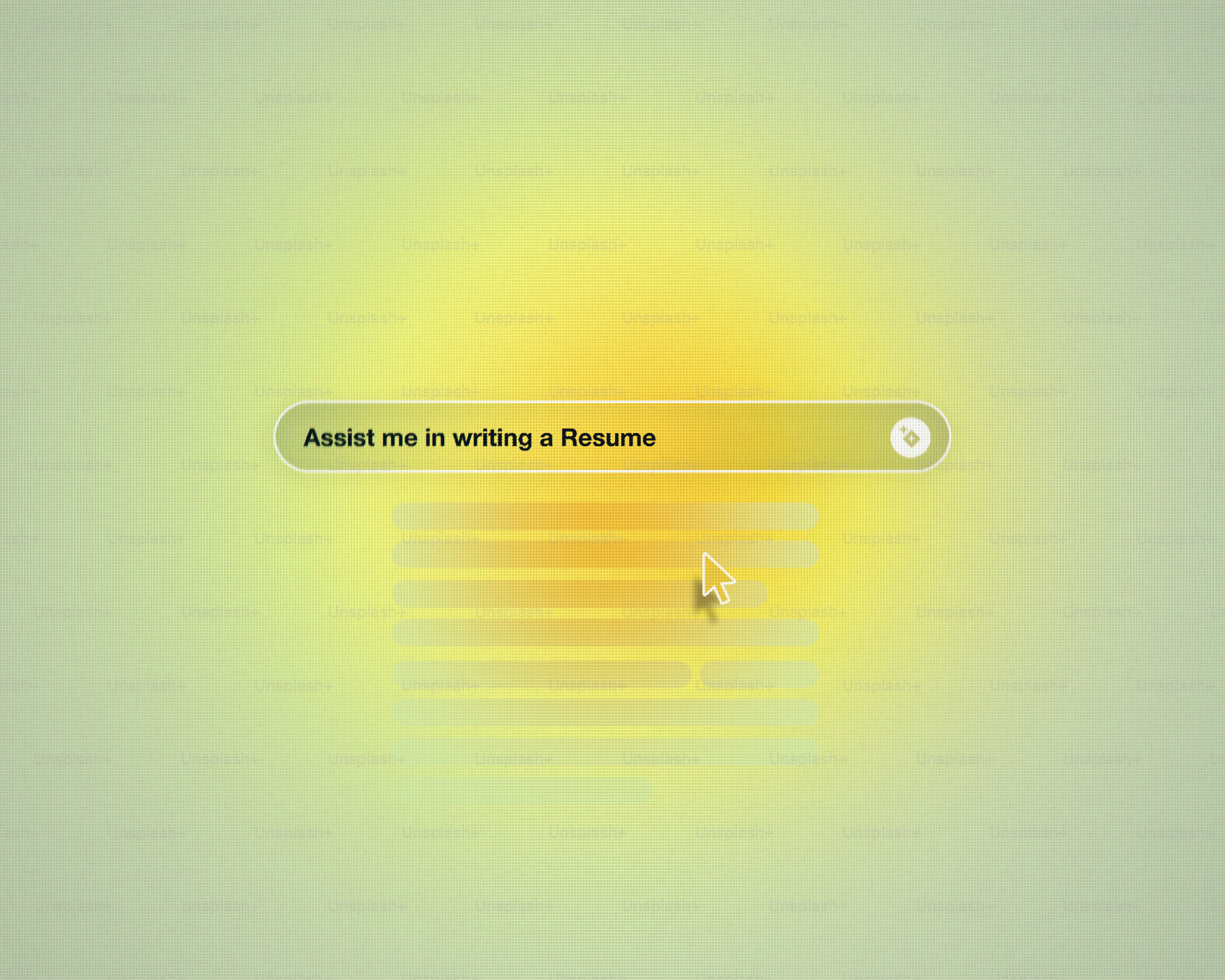Search bar with text 'assist me in writing a resume'.