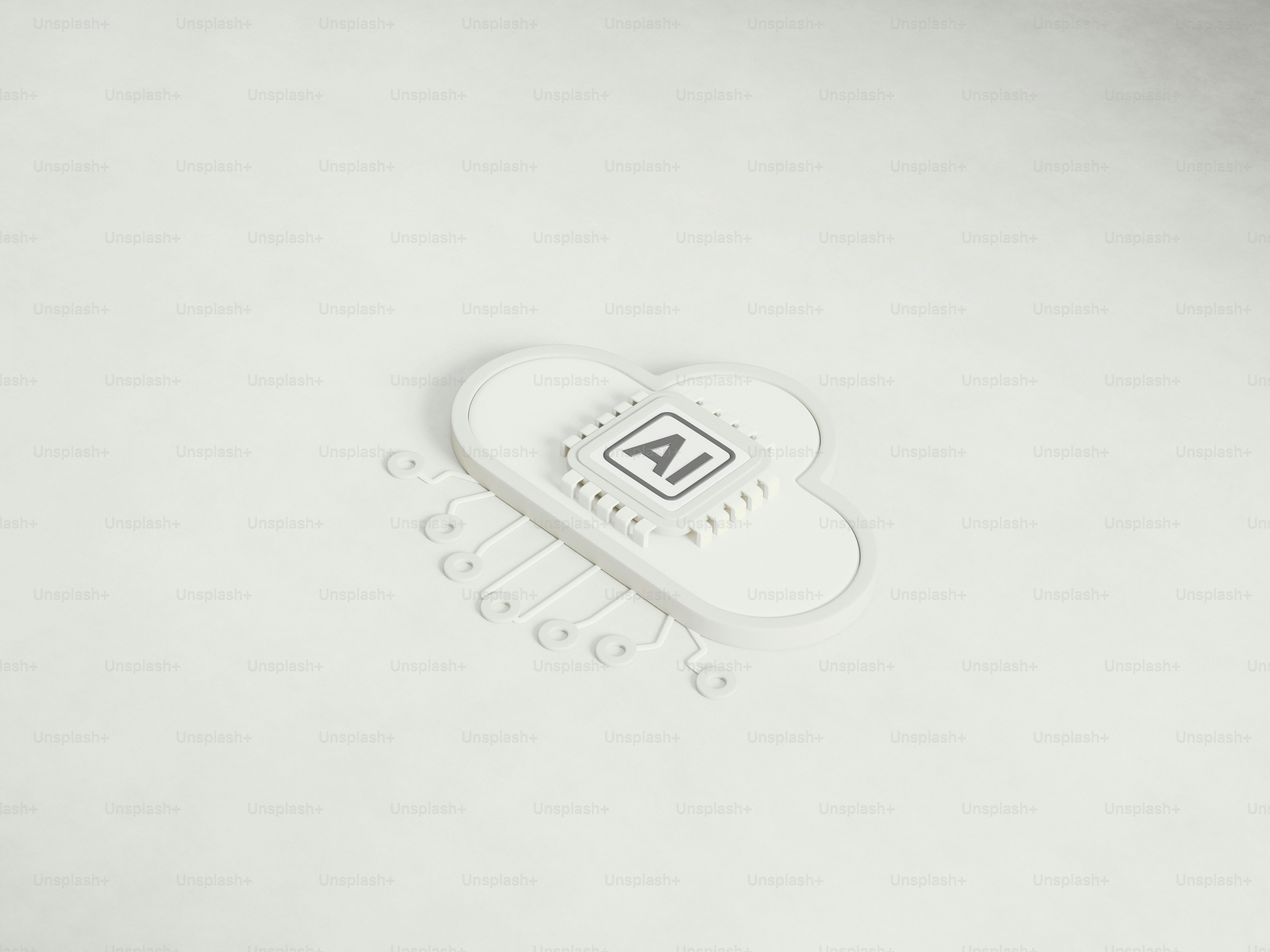 Forme de nuage avec puce et circuits IA