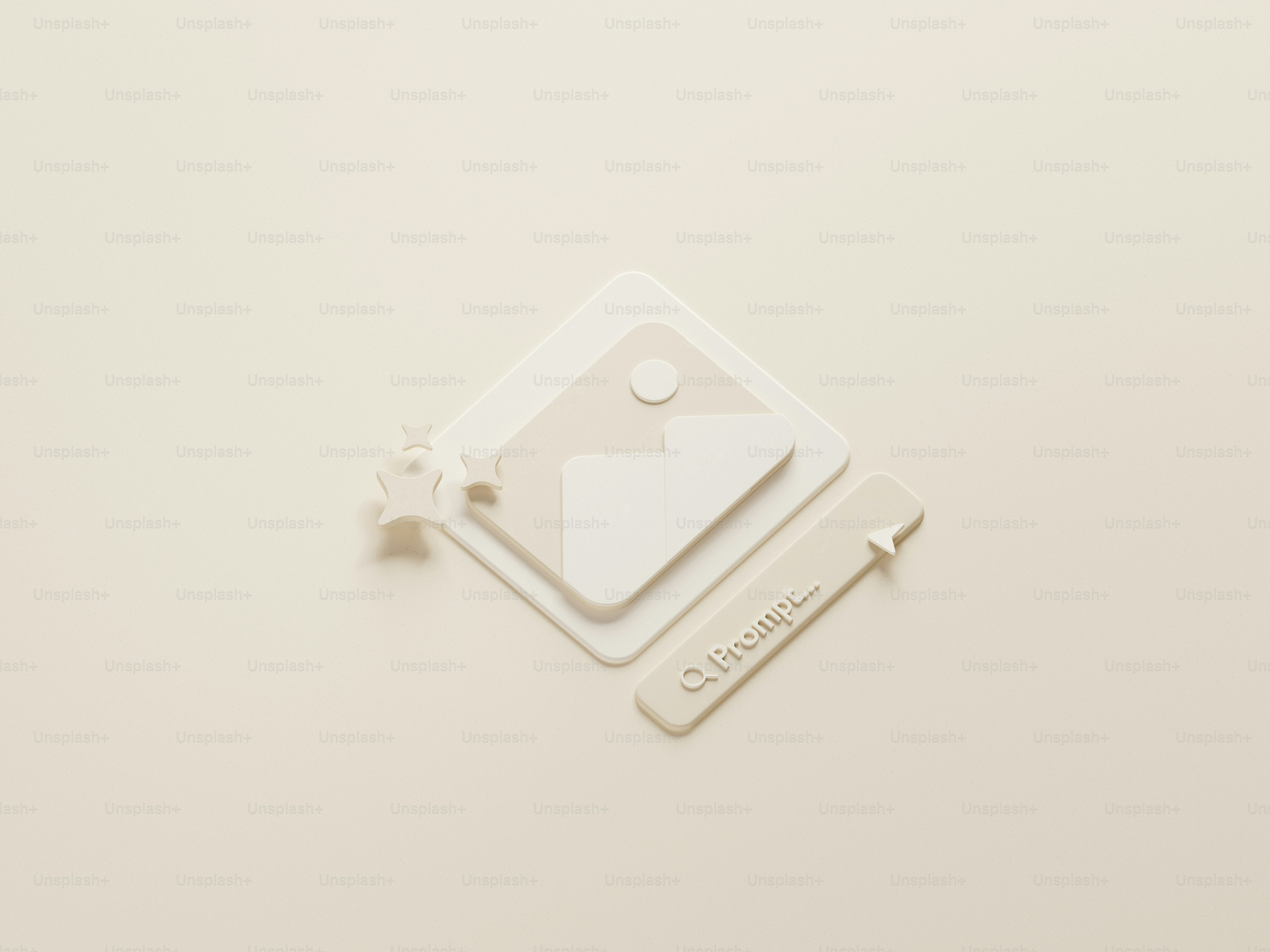 Étiquettes carrées blanches avec un logo embossé sur fond neutre