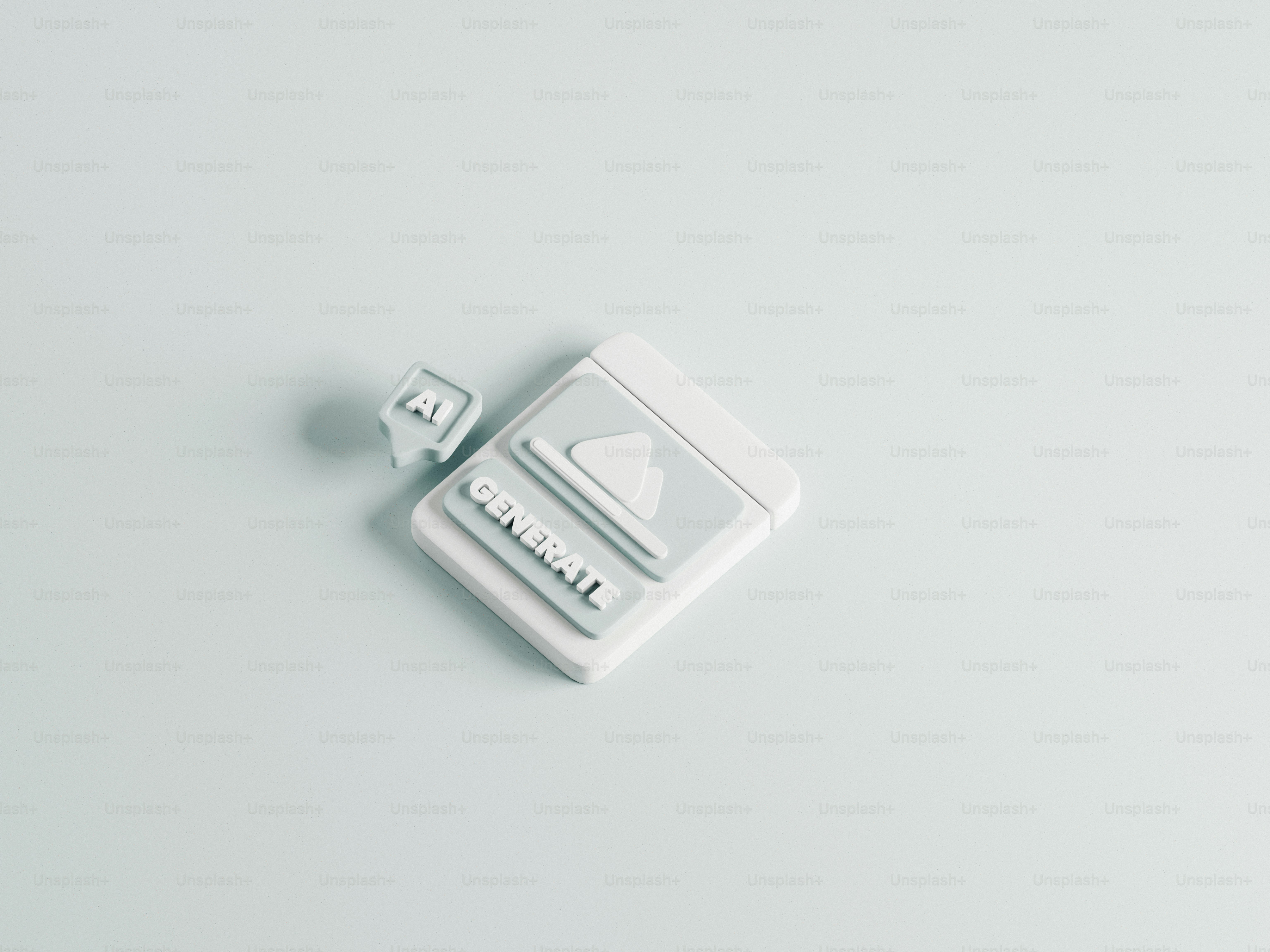 Rendu 3D minimaliste de l’icône génératrice par IA.