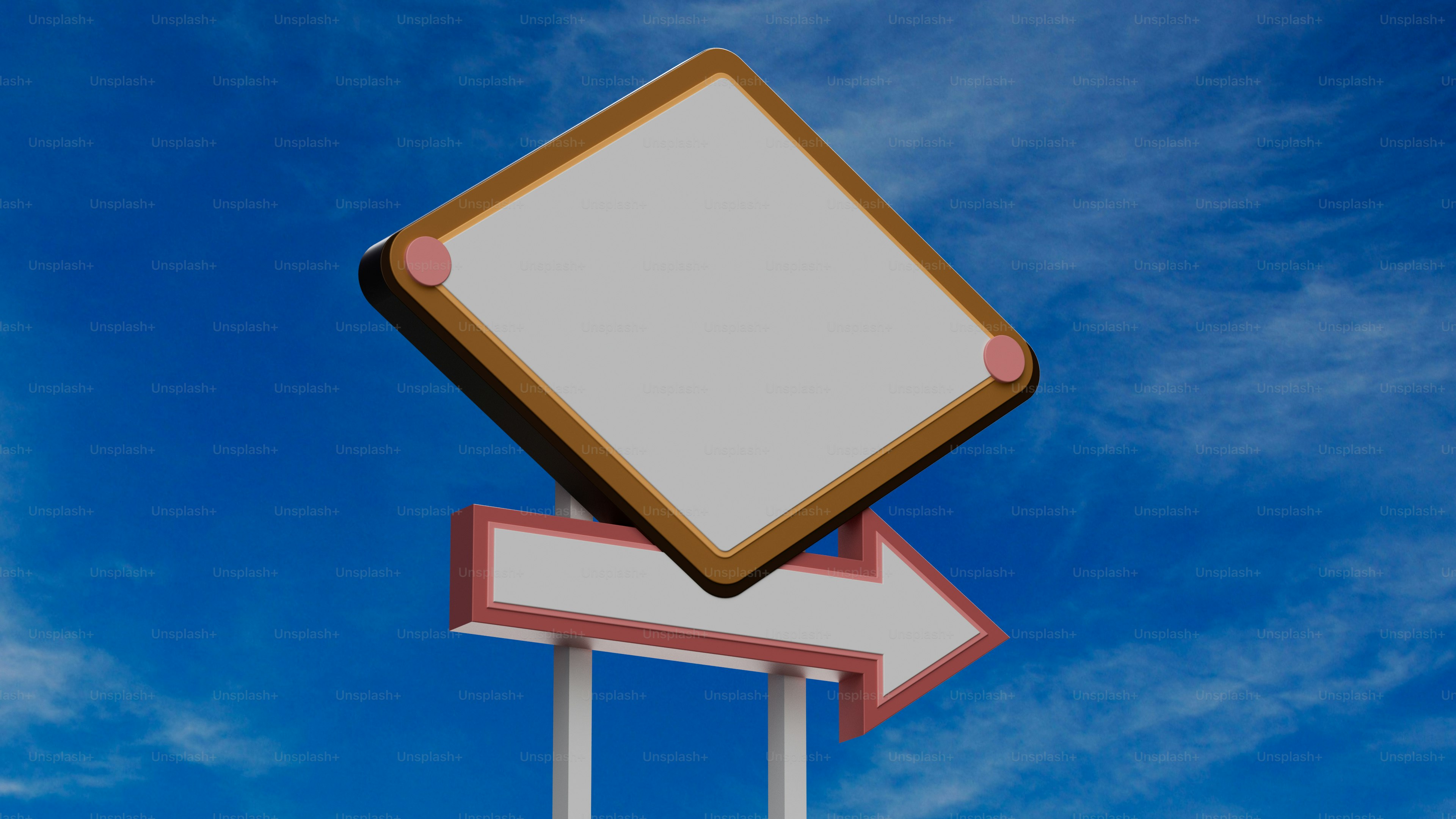 Des signes vierges en losange et flèches contre le ciel