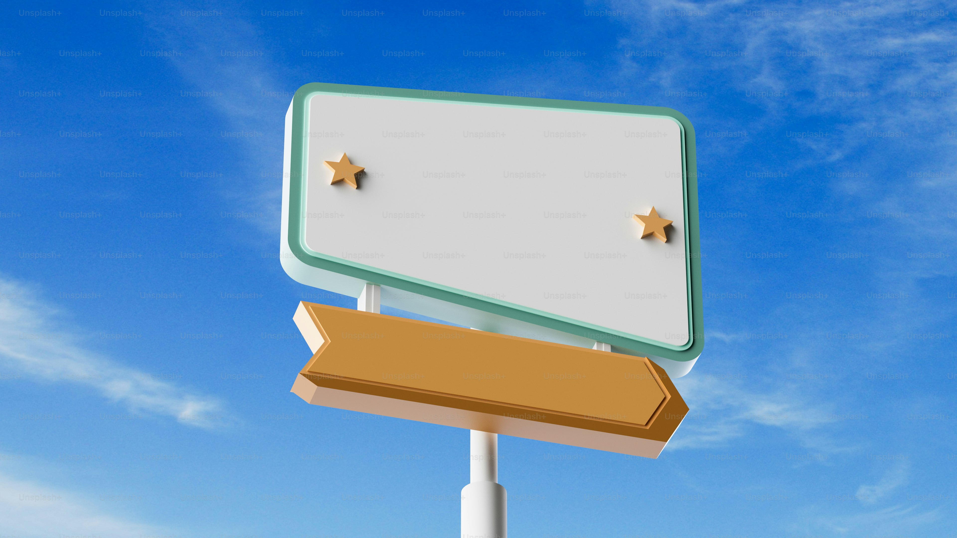 Panneau vierge avec une flèche sur le ciel bleu