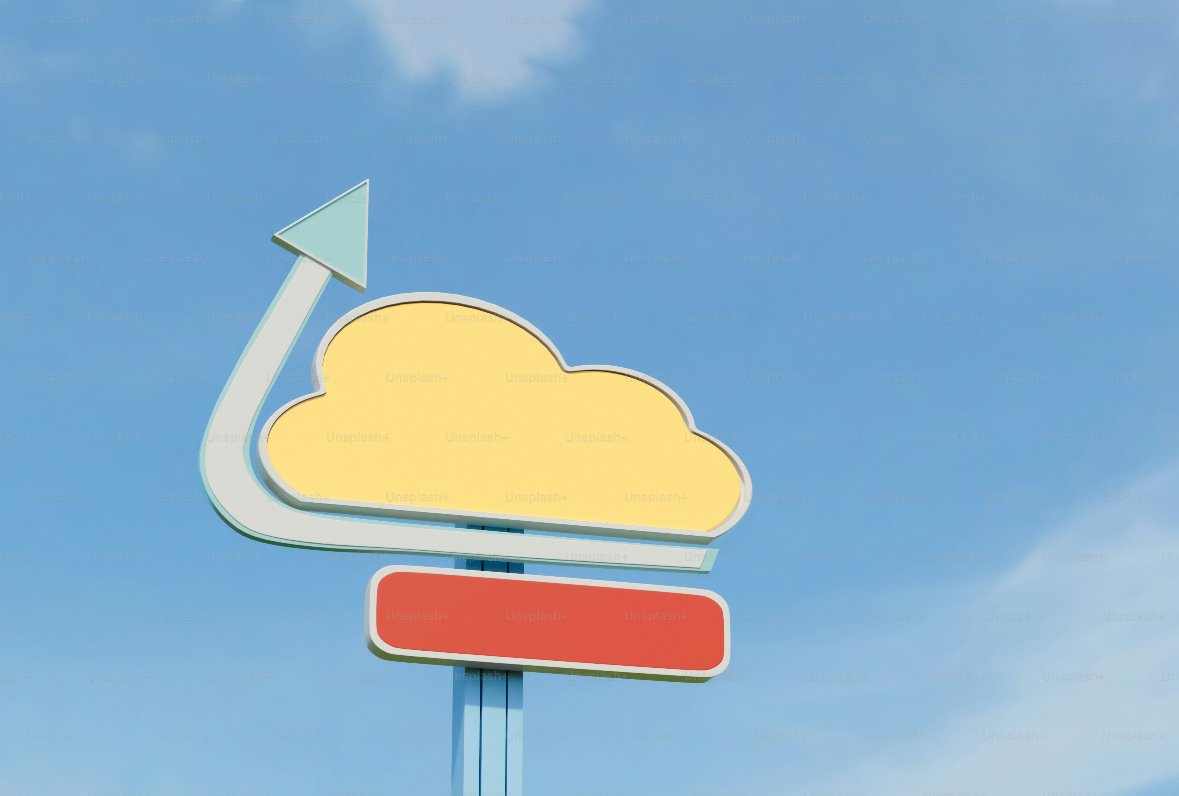 Tanda berbentuk awan di langit biru