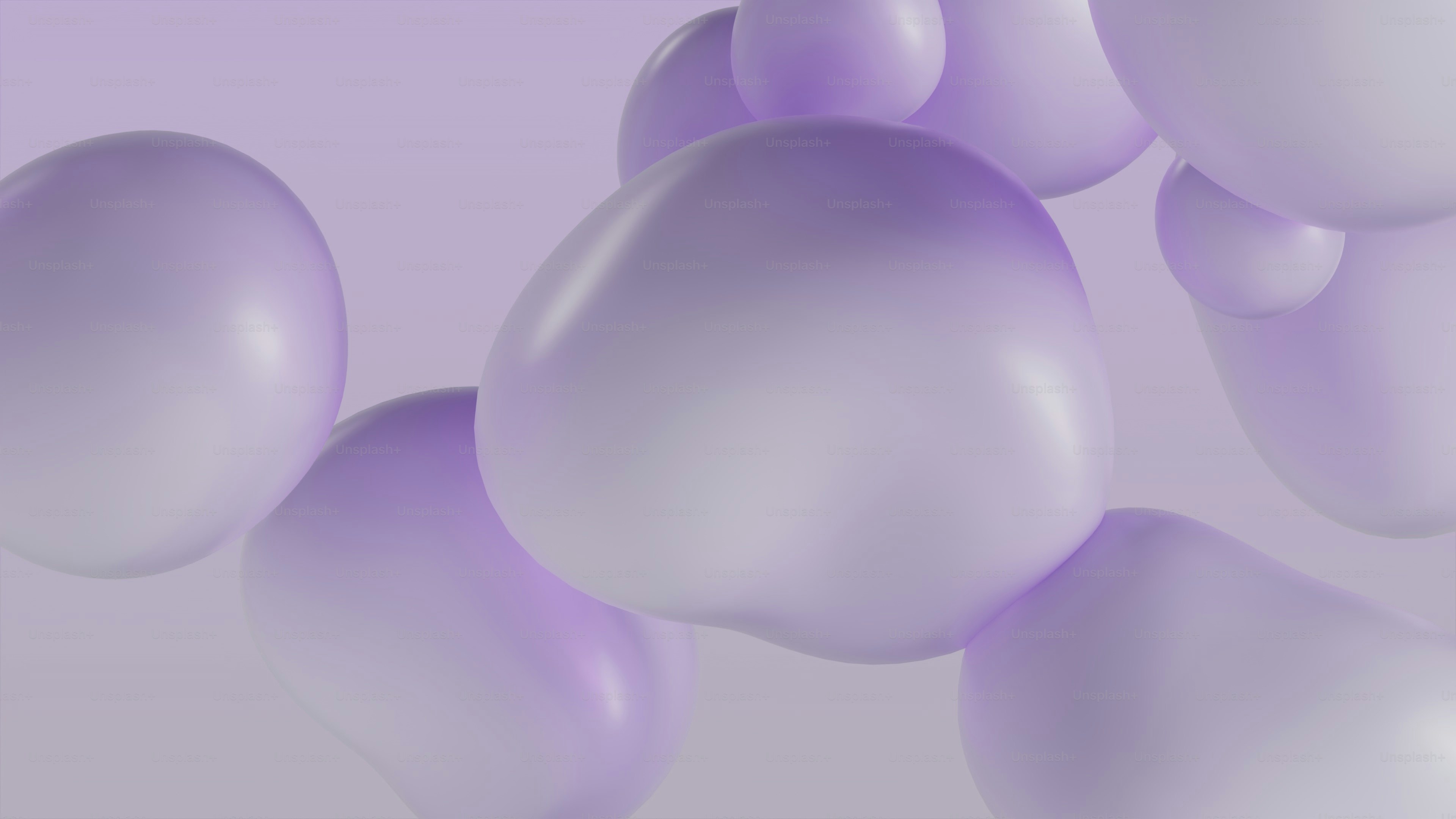 Abstrakte schwebende violette und weiße Kugeln