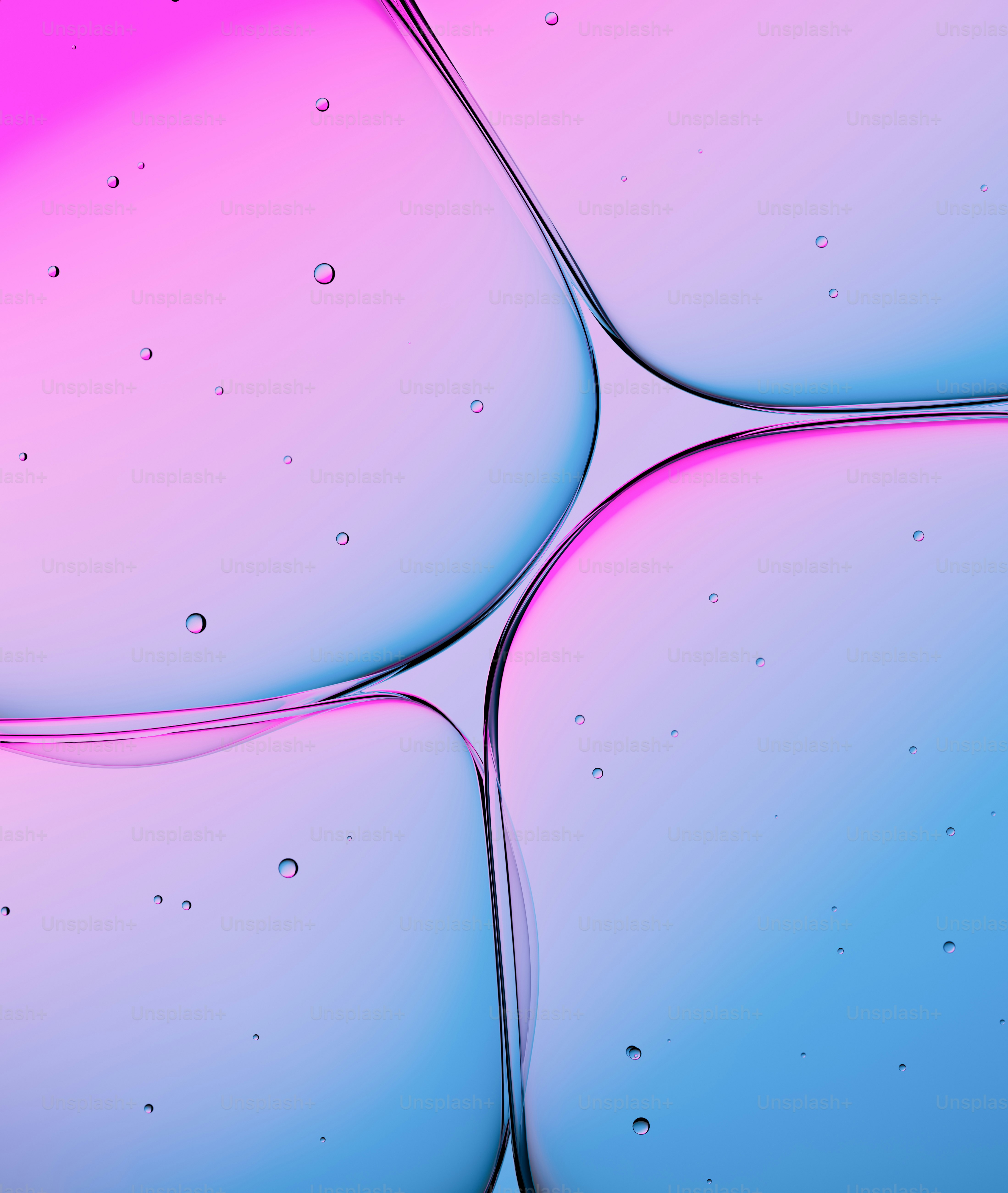 Gradien merah muda dan biru abstrak dengan gelembung